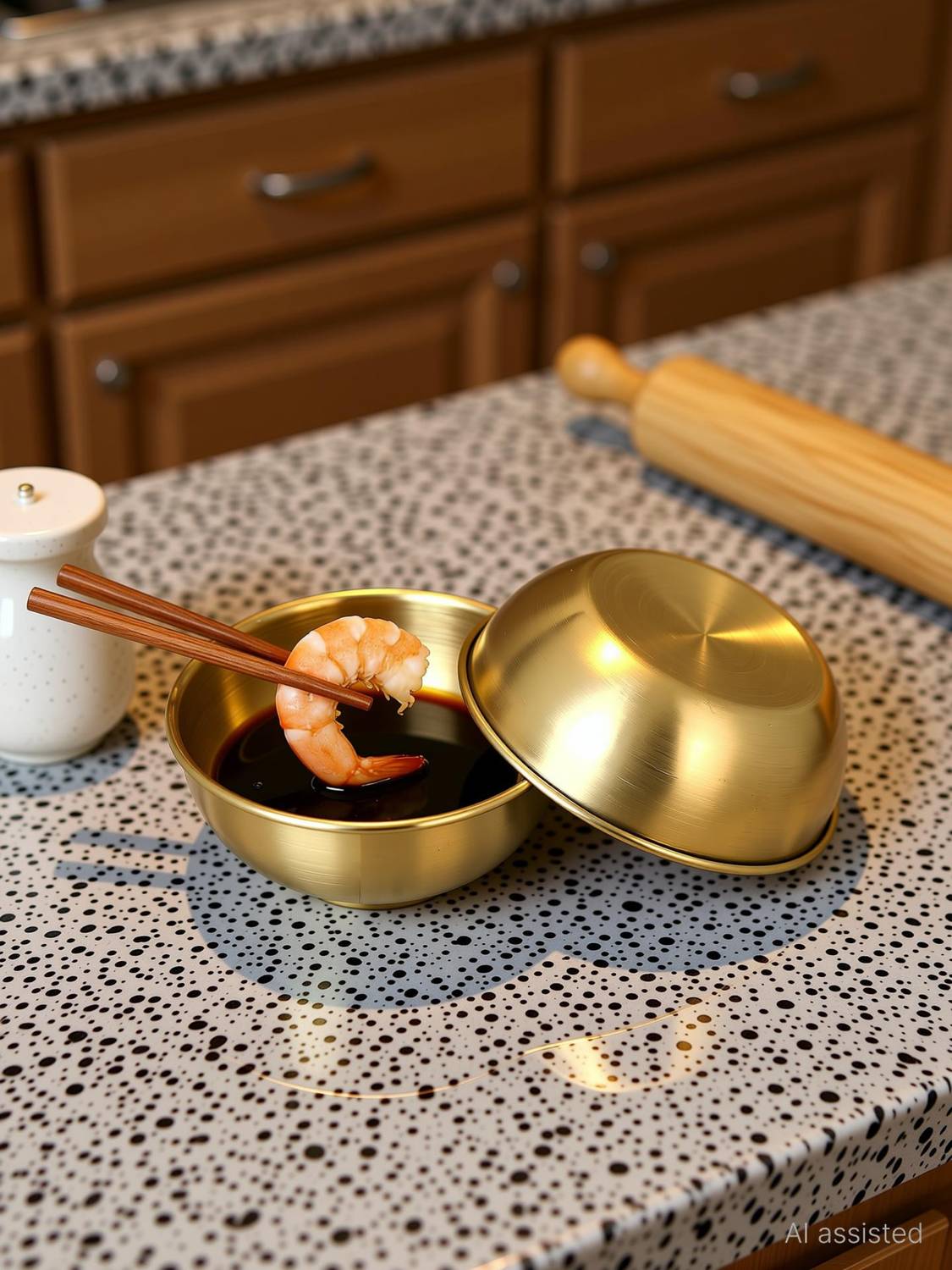 Amirate Brass Soup Bowl for Ice with Built-in Icetray, Portable Foldable Silicone Ice Facial Bowl Disposable