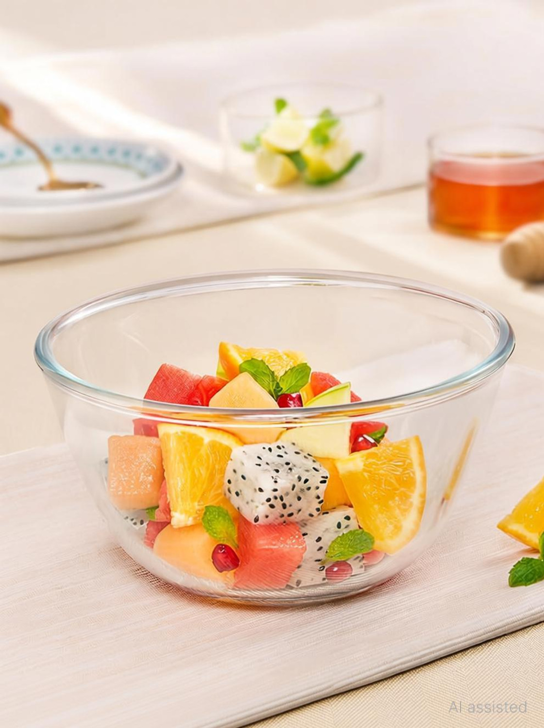 Image of BOROSIL Borosilicate Glass Mixing Bowl 750ml Made in India Borosilicate Glass Serving & Mixing Bowl for Kitchen