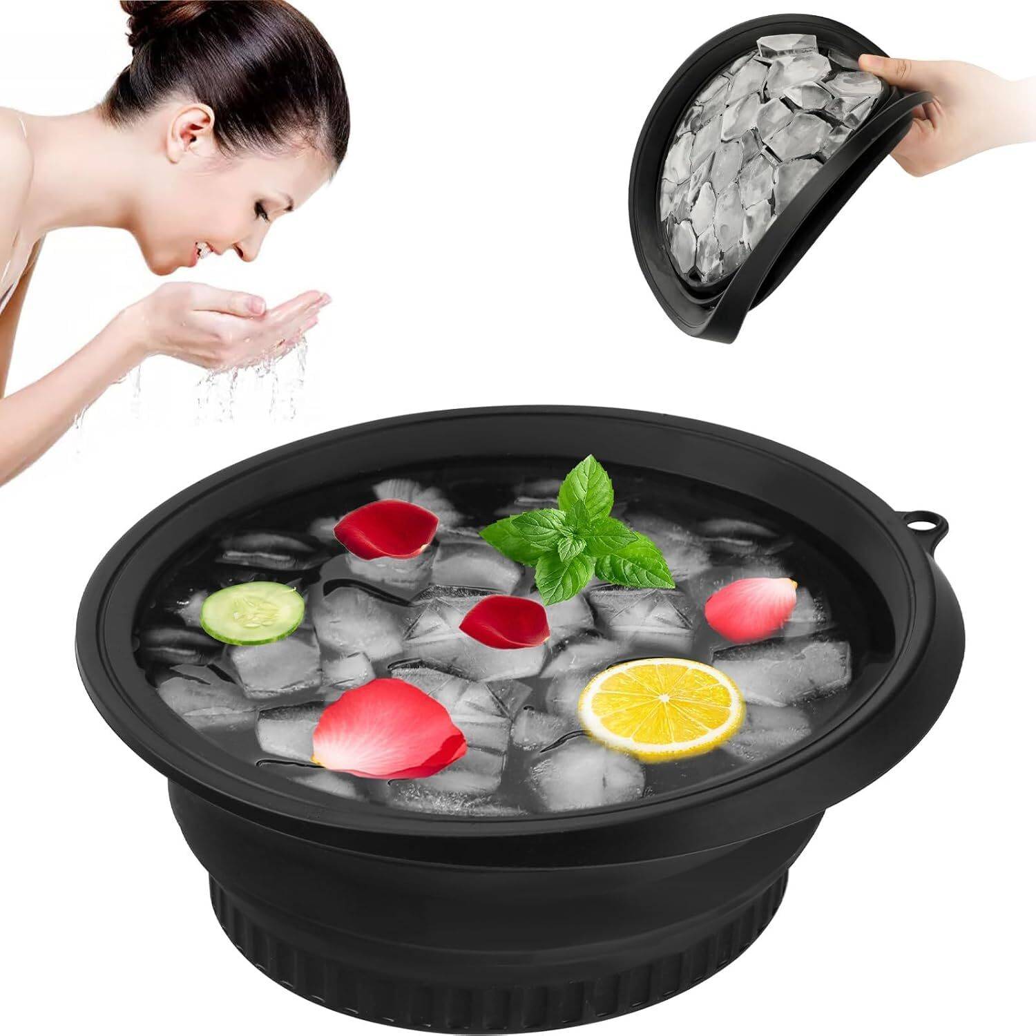 ACCRUNCH Silicone Massage Bowl Facial Ice Bowl | Collapsible Face Tub for Ice Bath Disposable