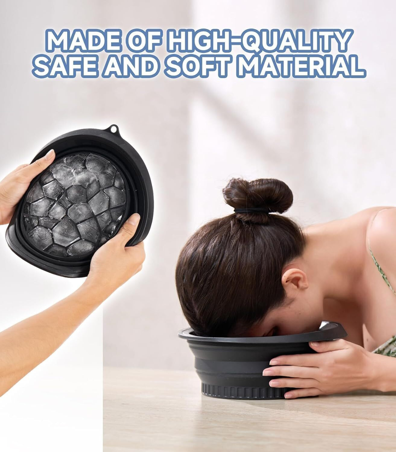 Image of Clefairy Silicone Massage Bowl Portable Ice Bath Bowl for Face,Silicone Bowl with Built-In Ice Tray