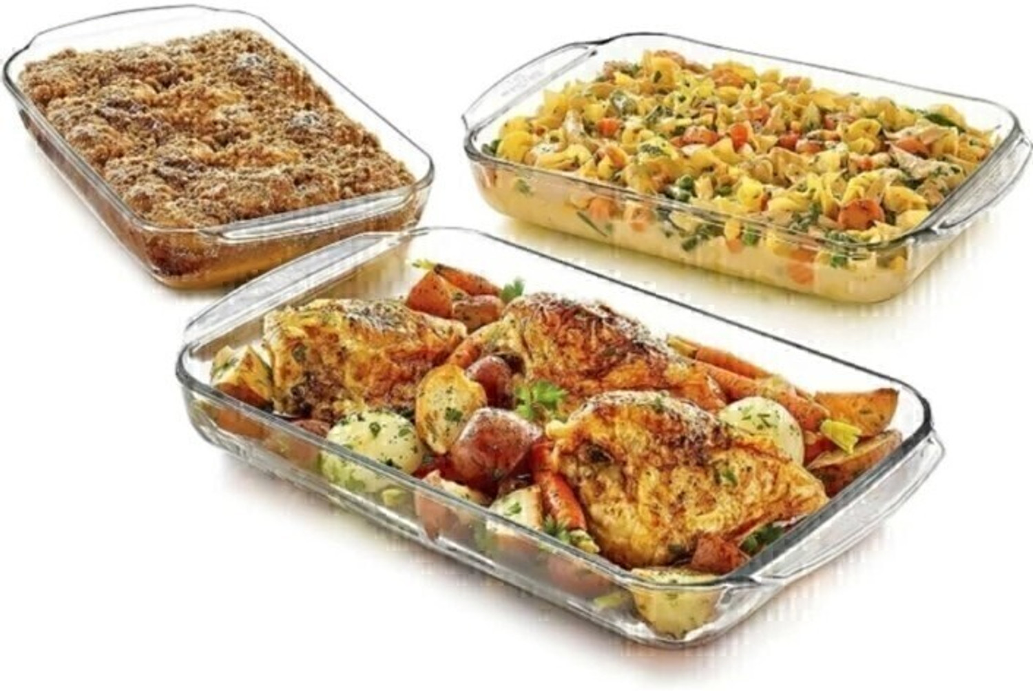 Image of PKMSHO Glass Serving Bowl Oven Safe Rectangle Baking Dish 1000 ML