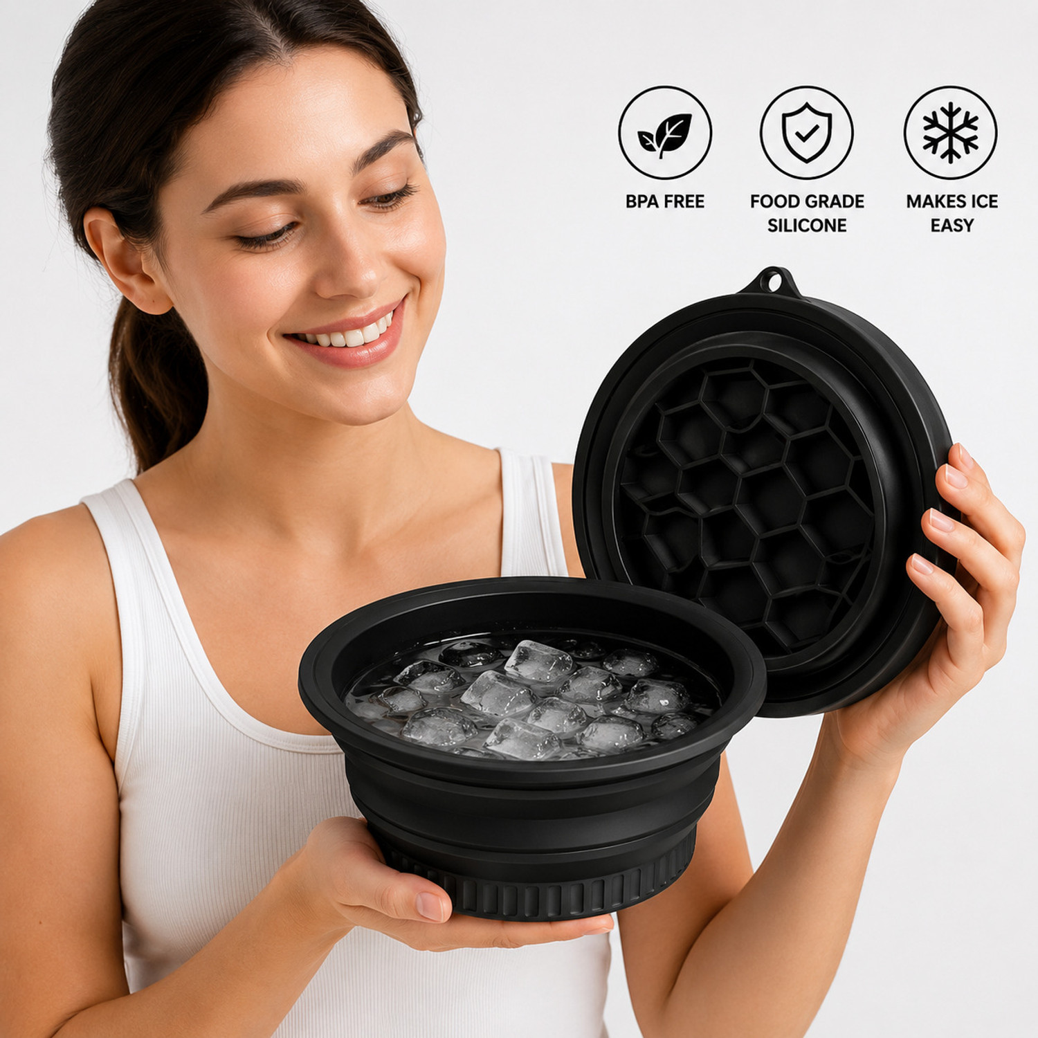 Image of DR.VS Premium Ice Facial Therapy Combo Set with Ice Bowl & Ice Roller Multicolor Silicone Ice Cube Tray