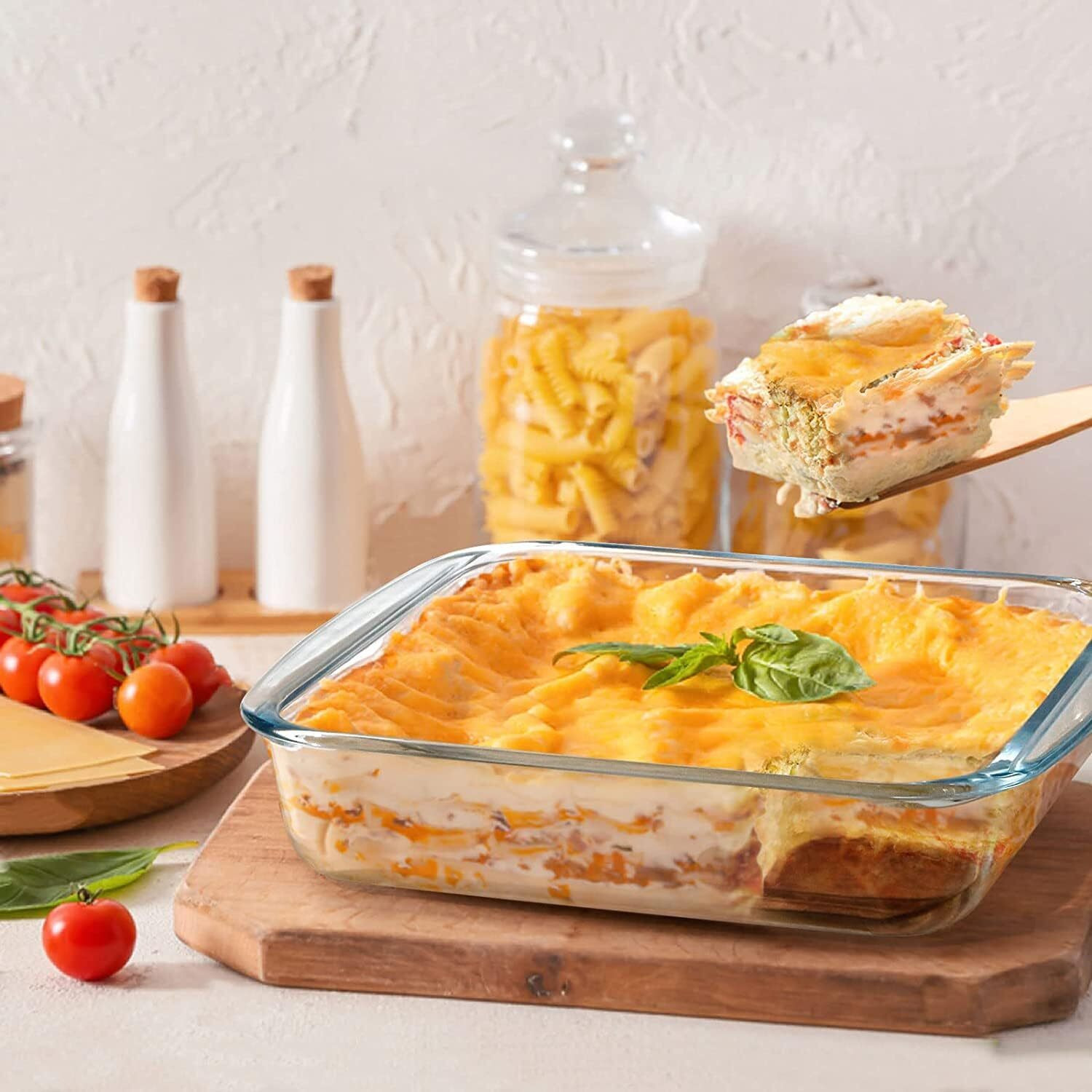 Image of MDNSHO Borosilicate Glass serving bowl, Tray, Container Microwave Oven Safe 1100 ml Baking Dish
