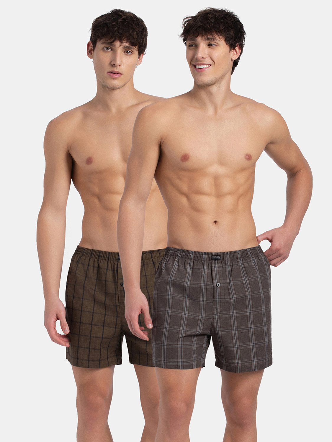 Image of JOCKEY 8222 Super Combed Mercerized Cotton Woven Checkered Men Boxer