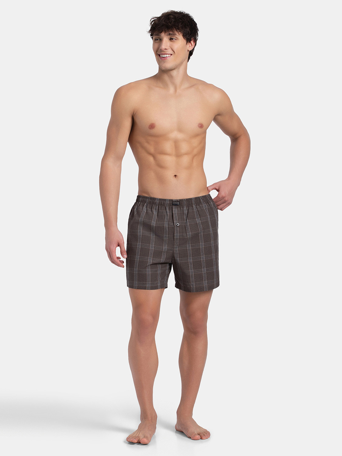 Image of JOCKEY 8222 Super Combed Mercerized Cotton Woven Checkered Men Boxer