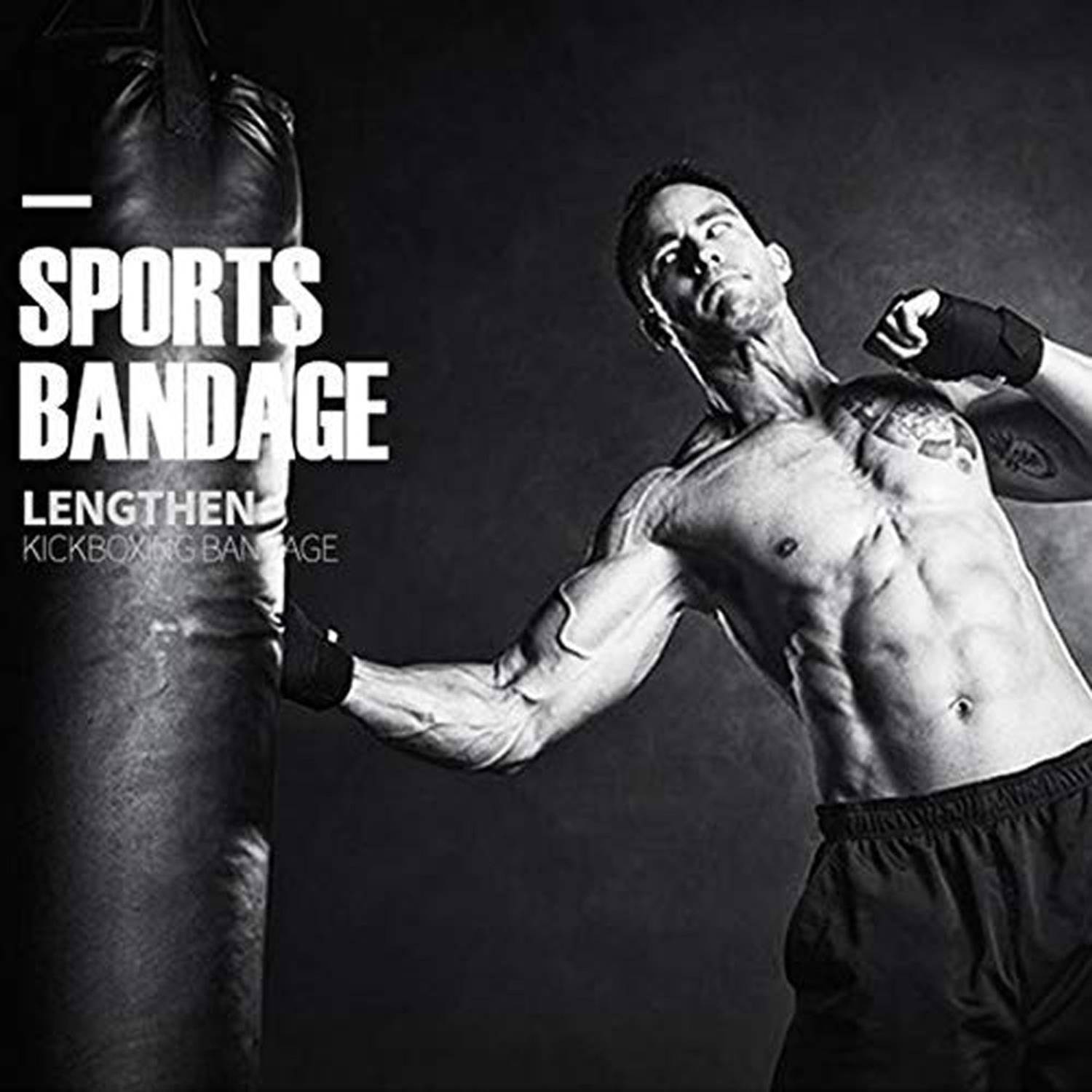 GymWar Professional Boxing Hand Wrap Black - Image 4