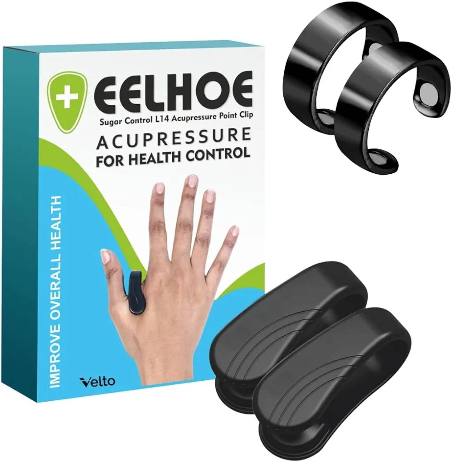 ABC 4 Packs Combo Sugar control clip (2) and Magnetic Rings (plastic) free size(2) Bp Monitor Adapter