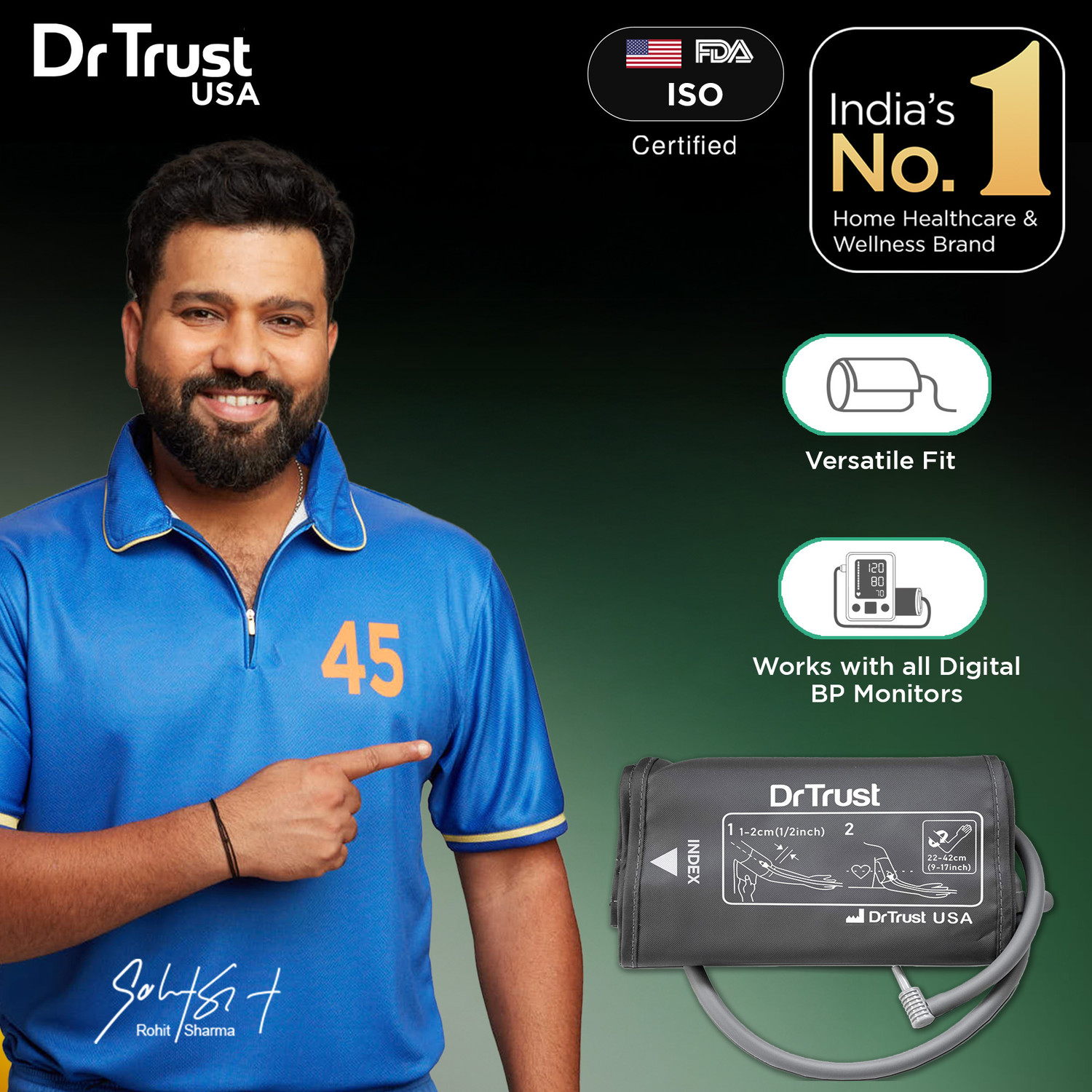 Image of Dr Trust USA Digital BP Machine Cuff 129 for Blood Pressure Measurement, Size(22-42 cm) Bp Monitor Cuff