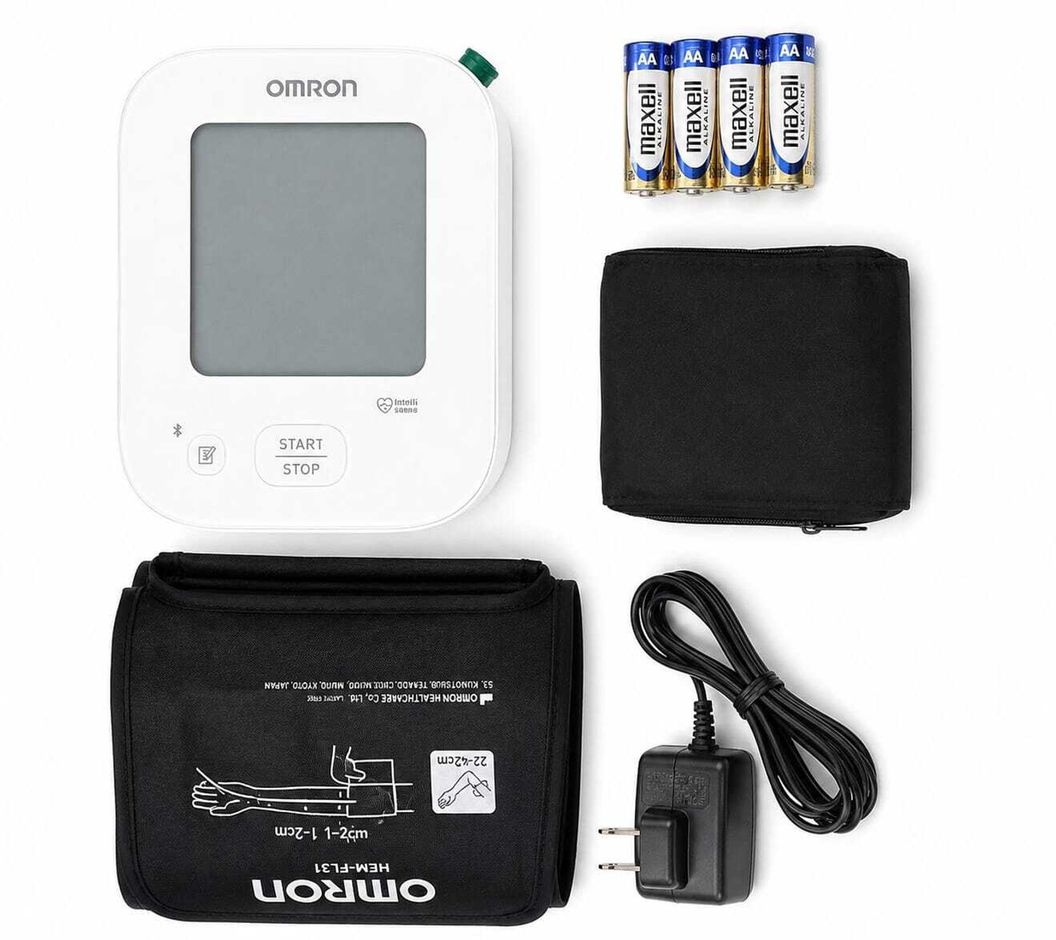 Image of OMRON HEM 7183T1-FLB with adaptor with 30 memory reading storage facility and bluetooth connectivity Bp Monitor