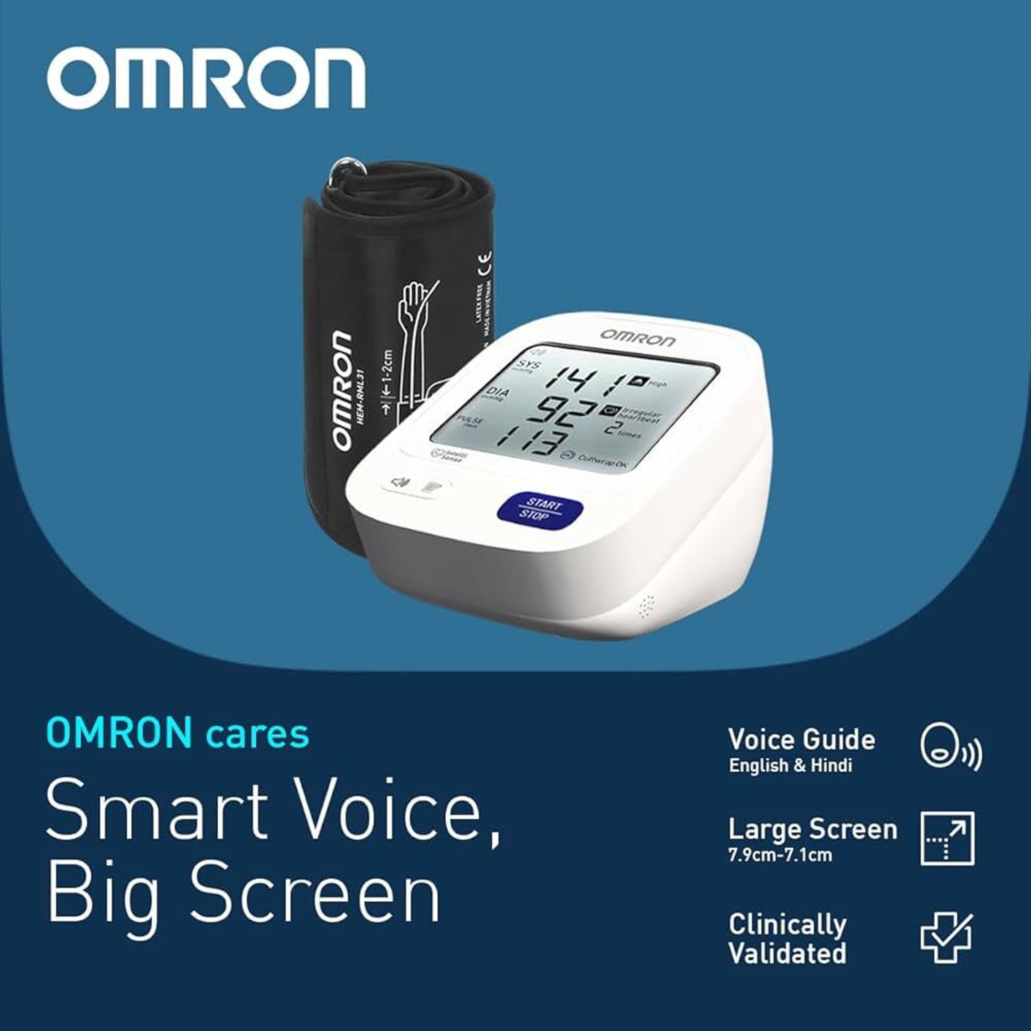 Image of OMRON HEM-716A Automatic Voice Controlled Bp Monitor (White)