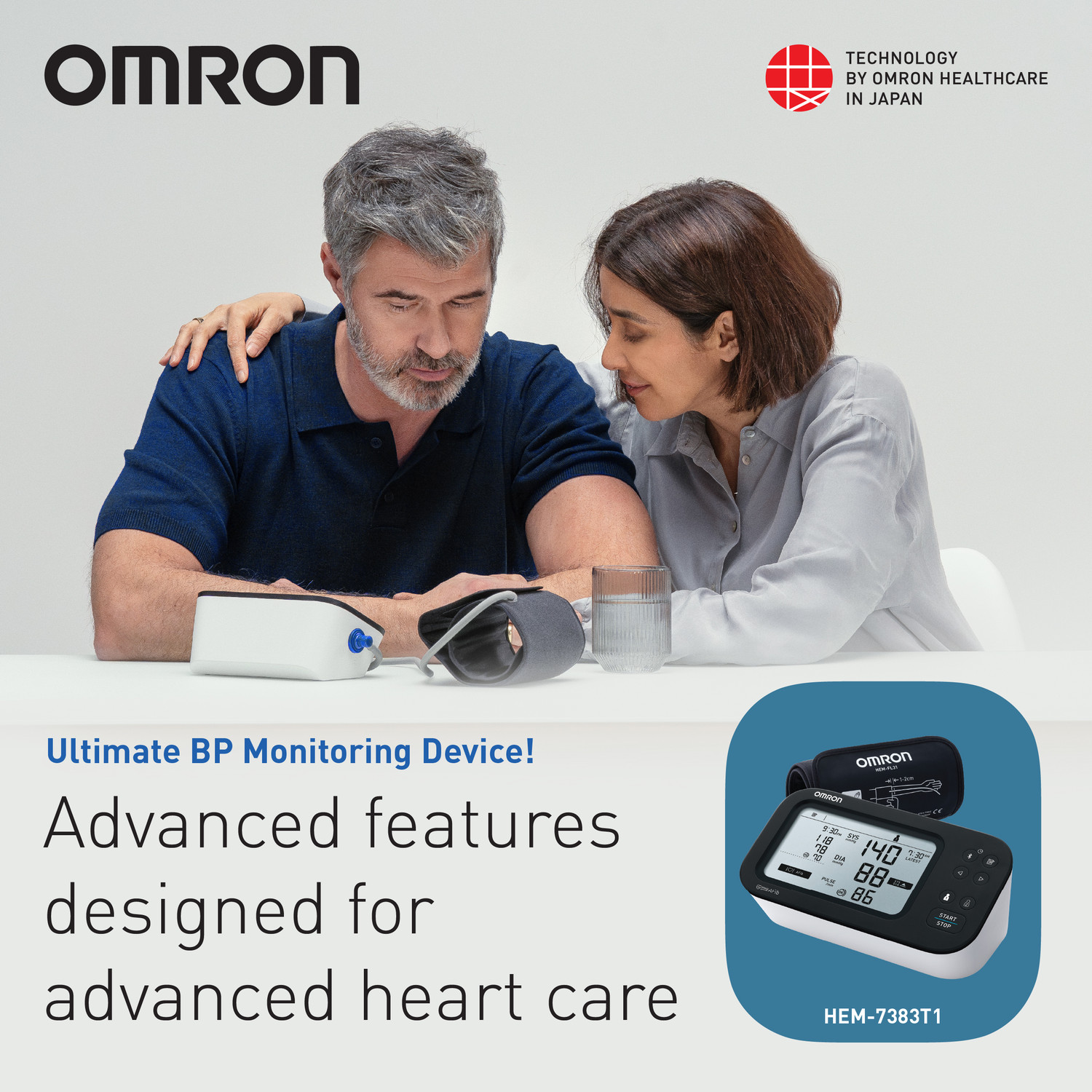 Image of OMRON HEM-7383T1, AFib Detection, Bluetooth, Dual Display, with IntelliWrap Cuff Bp Monitor