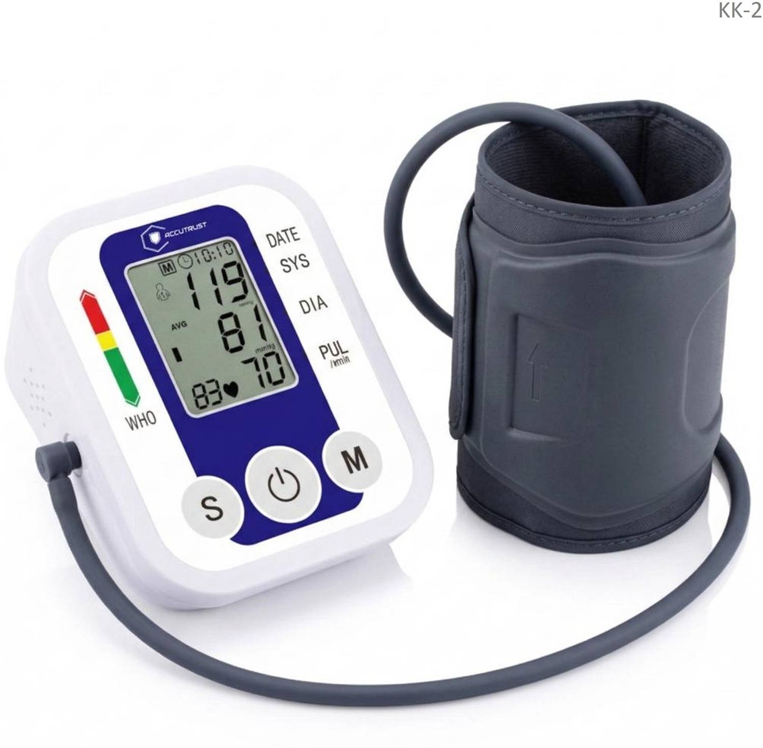 Accutrust Upper Arm Digital BP Monitor Machine | Automatic Blood Pressure Checker with Memory, LCD Display & Heart Rate Monitor Bp Monitor