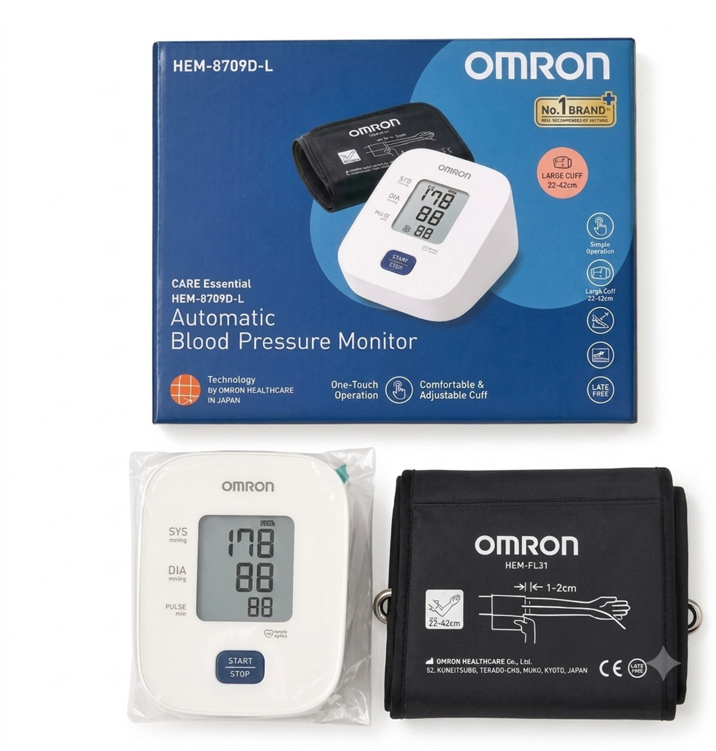Image of OMRON HEM 7090-L Automatic Blood Pressure Monitor | Large Arm Cuff & Movement Alert 7090-L Movement Alert for Accurate Readings Bp Monitor