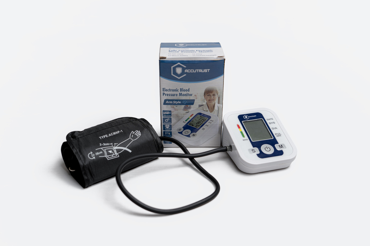 Image of Accutrust Automatic Digital Blood Pressure Monitor Machine for Upper Arm with Large LCD Display, Heartbeat Detection & Memory Function Bp Monitor