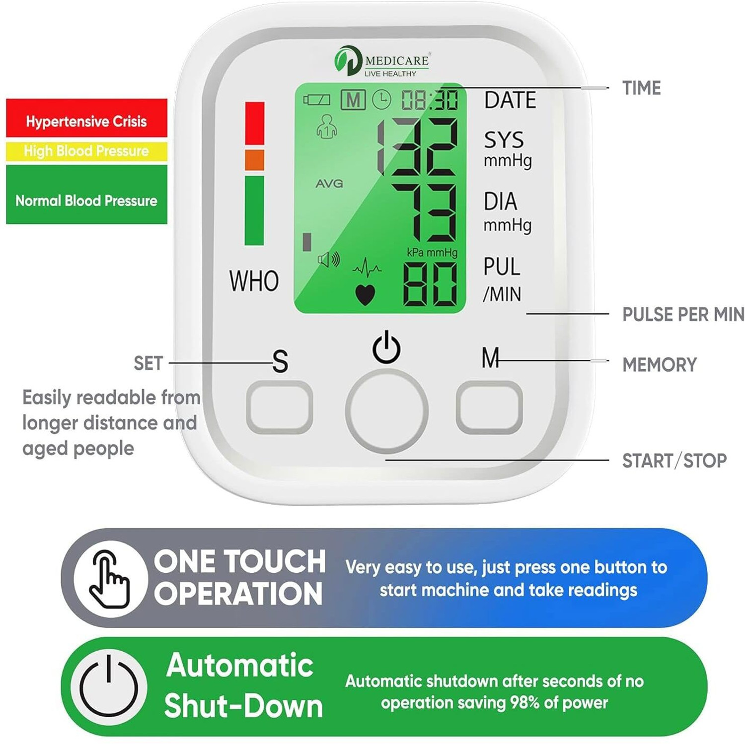 Image of D MEDICARE DM1BP-03 Digital BP Machine for Accurate Home Monitoring | Voice Assistance Bp Monitor