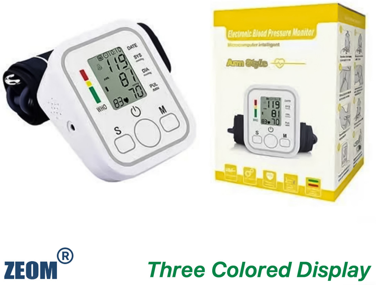 Image of Zeom Electronic BP Monitor, Upper Arm Cuff with Voice Announcement-feature Bp Monitor