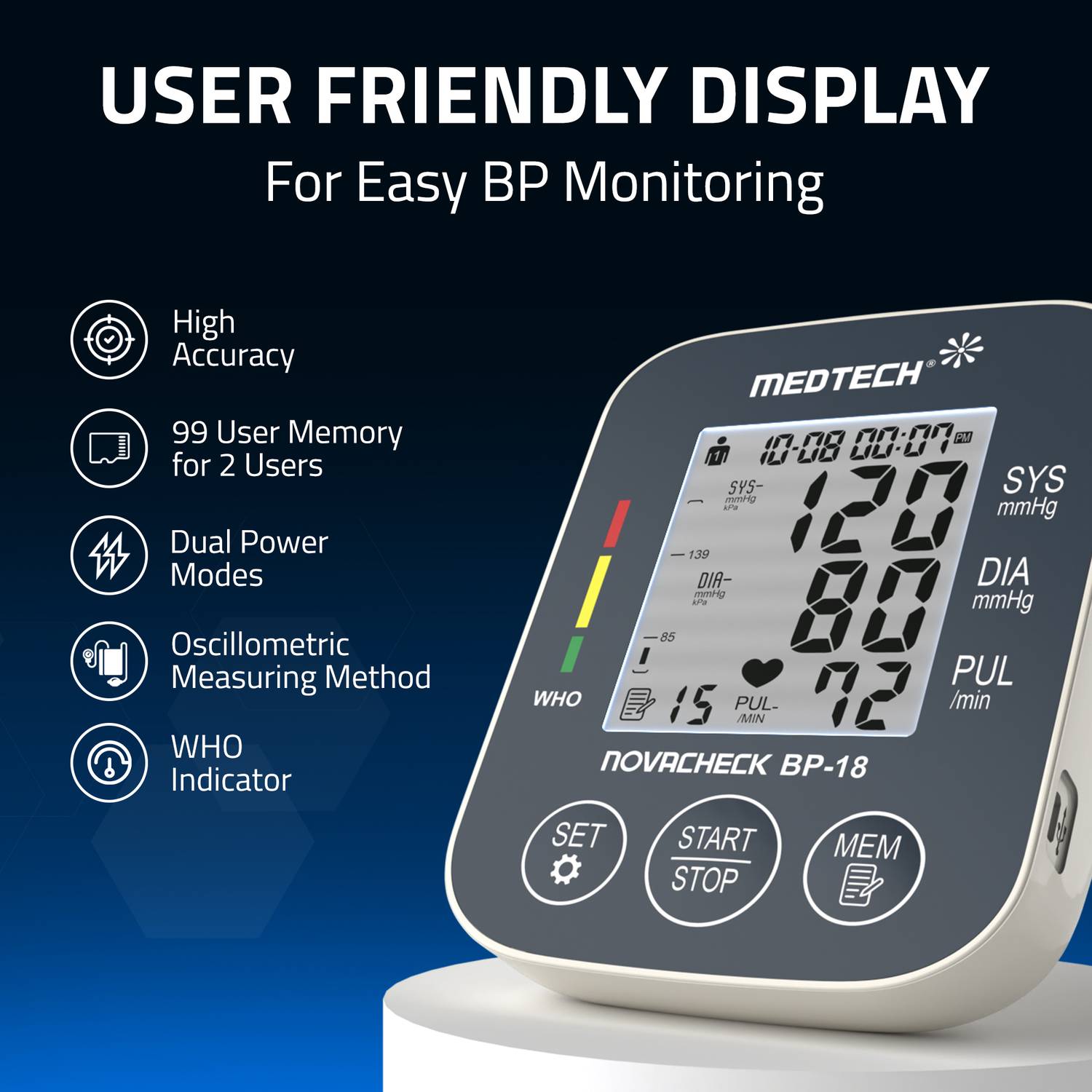 Medtech BP18 Portable Automatic Digital Blood Pressure Monitor Machine works with Type-C BP18 Bp Monitor - Image 2