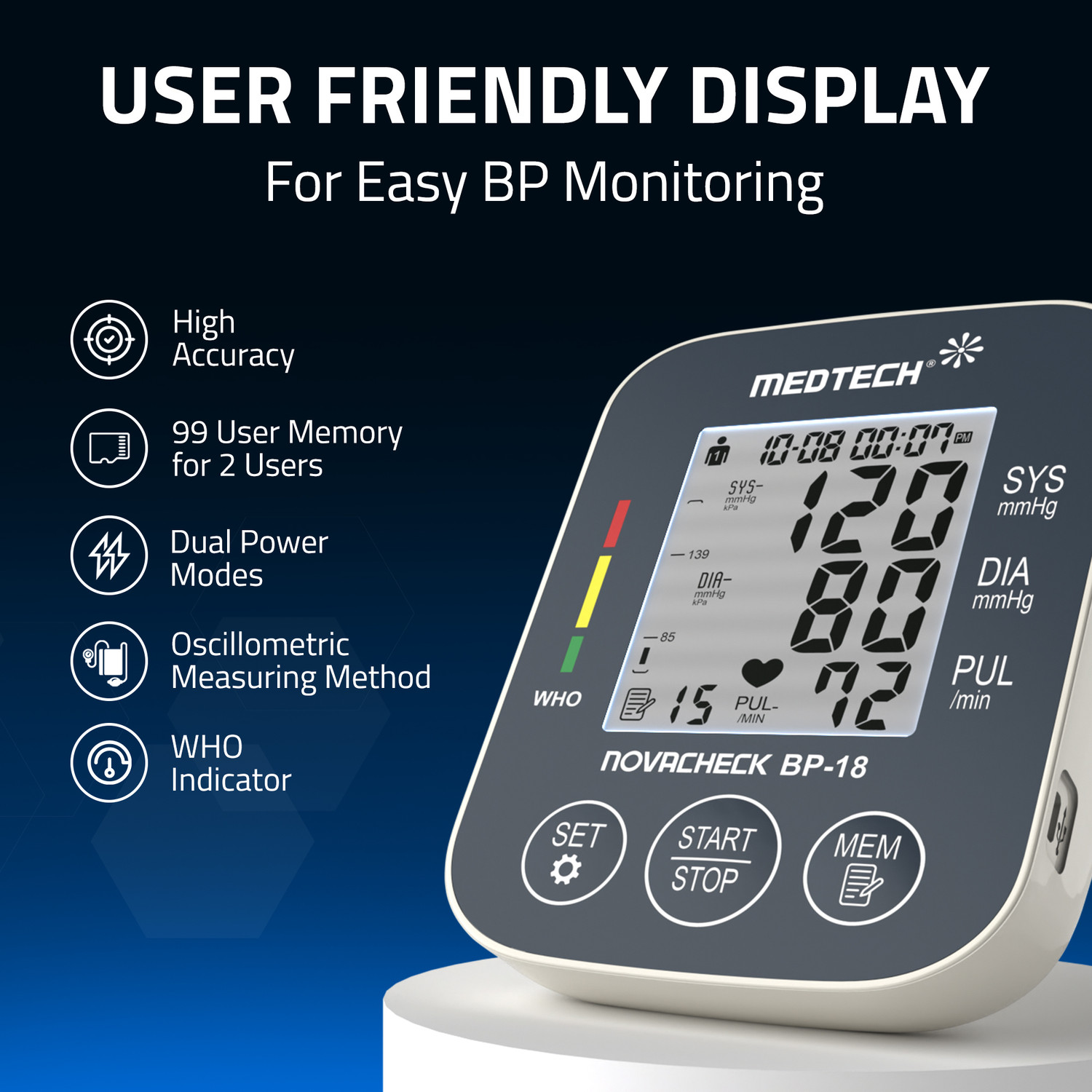 Image of Medtech BP18 Portable Automatic Digital Blood Pressure Monitor Machine works with Type-C BP18 Bp Monitor