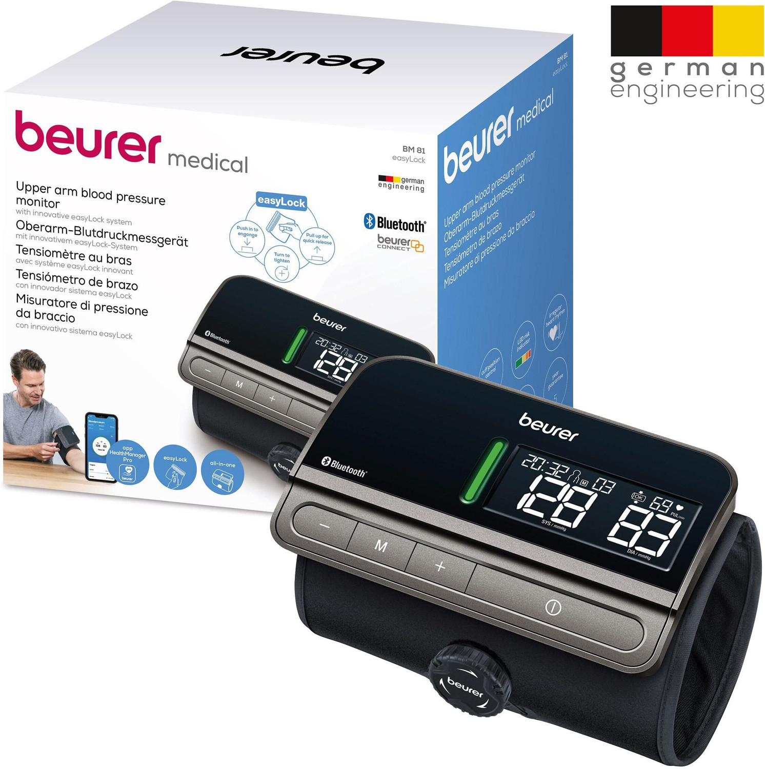 Image of Beurer BM81 EasyLock, Fast Measuring Time Medical Device with App Connection Upper arm blood pressure monitor Bp Monitor