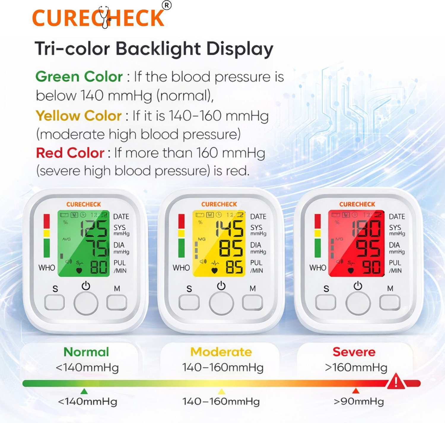 Image of curecheck Automatic Blood Pressure Machine without Battery with Cuff kit Bp Monitor