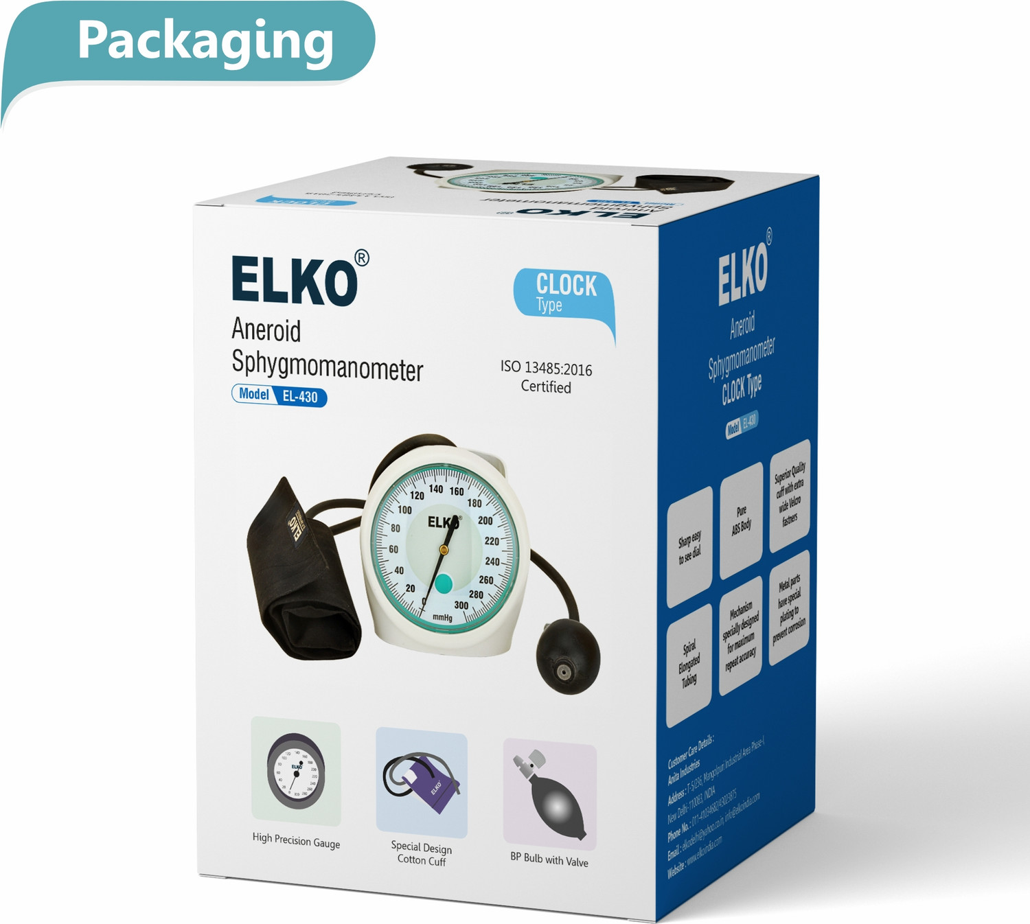Image of ELKO EL-430 Clock / Desk Type Aneroid Sphygmomanometer Bp Monitor