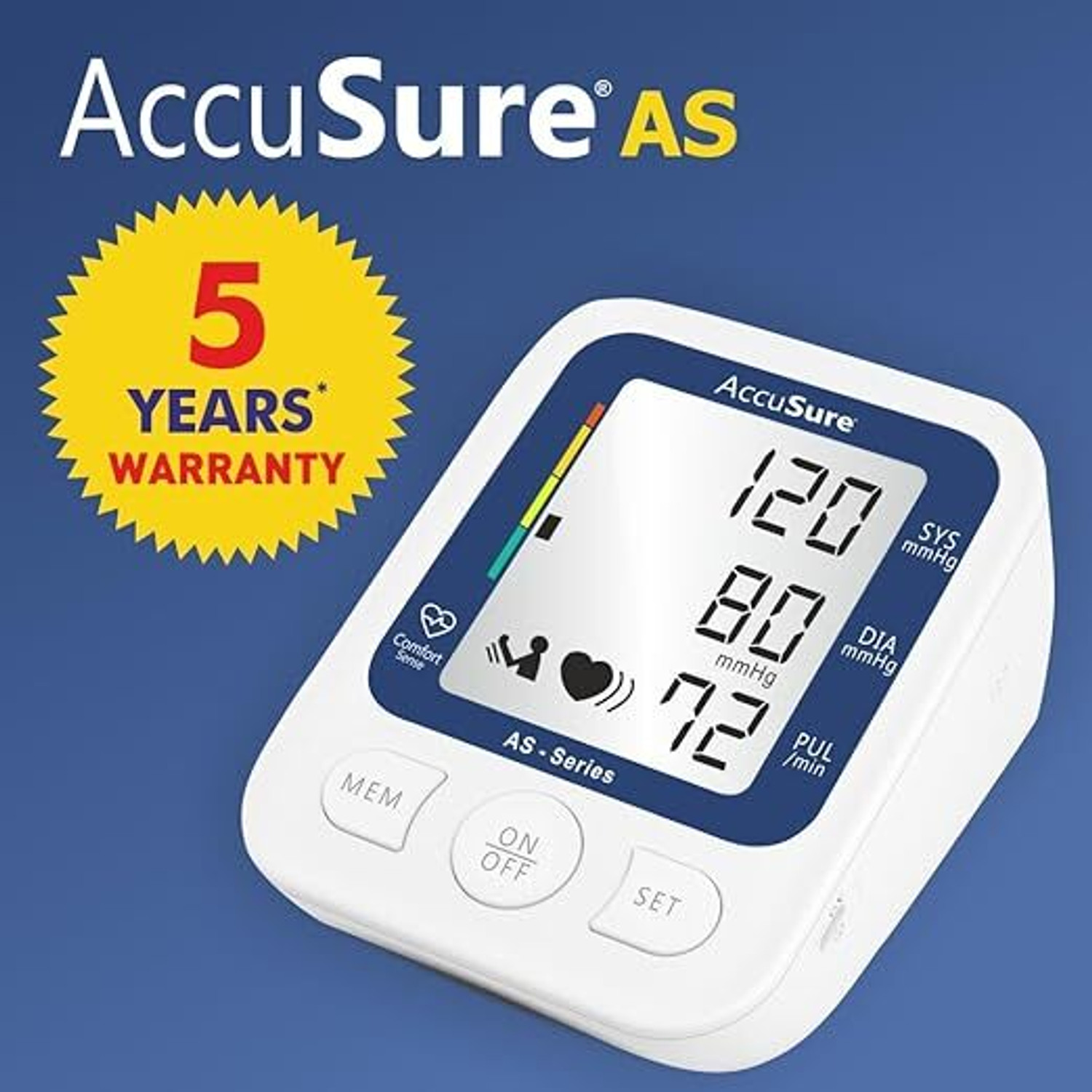 Image of AccuSure Automatic AS series Blood pressure monitoring device with Adaptor (Works With Both Battery And Charger) Bp Monitor