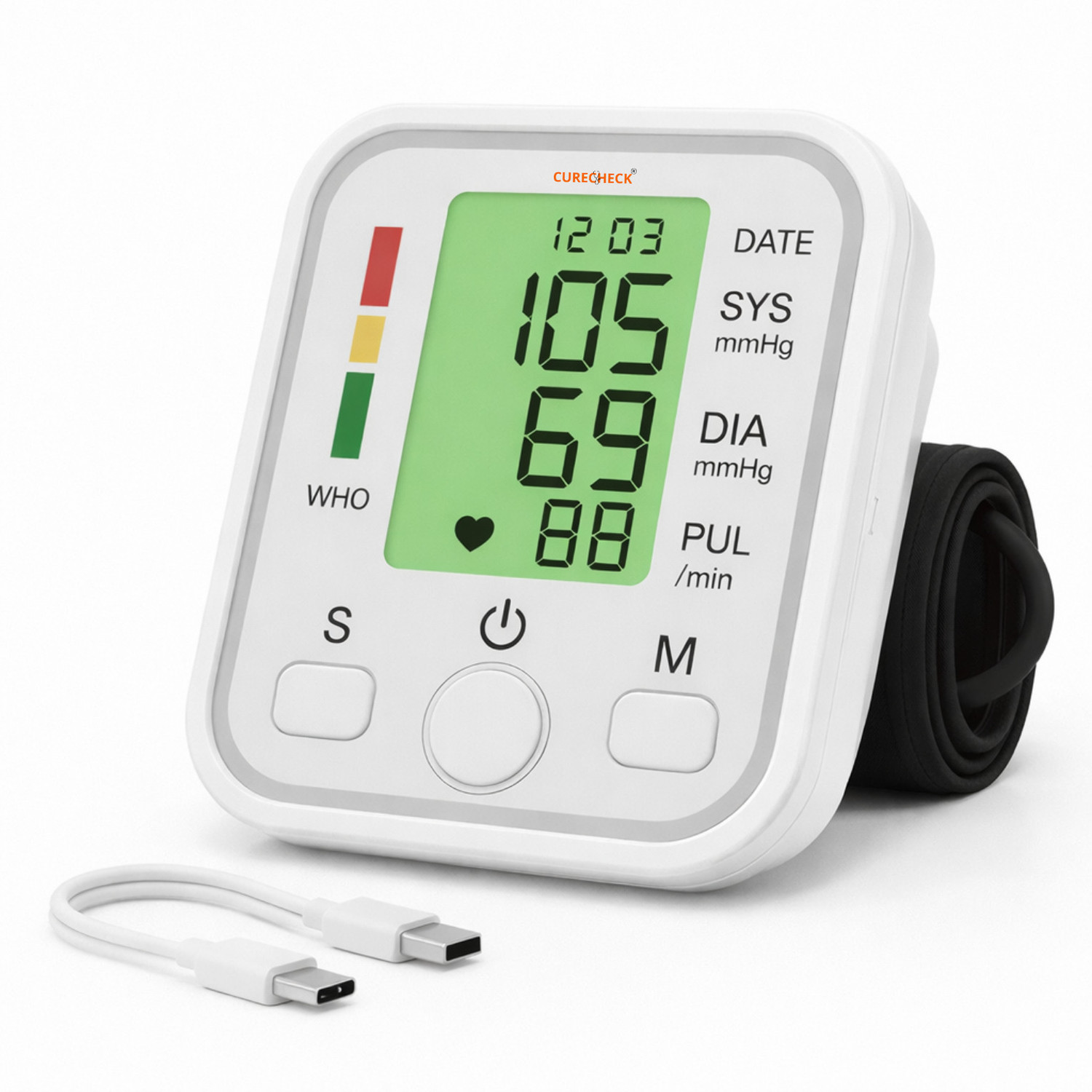 Image of curecheck Yellow BP2 Curecheck Automatic Blood Pressure Machine with Cuff kit Bp Monitor