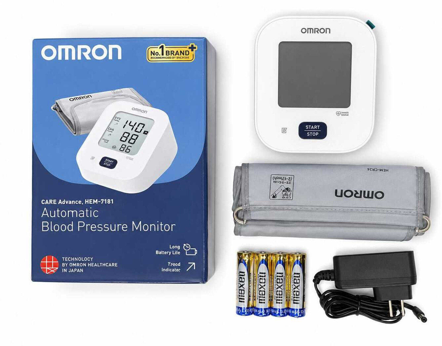 Image of OMRON HEM 7181 with adaptor compatabile Bp Monitor (blue and white mix)