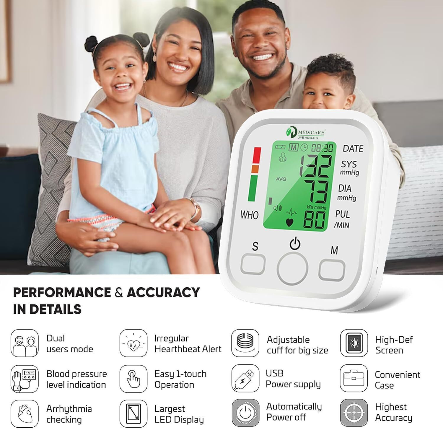 Image of D MEDICARE DM1BP-03 Digital BP Machine for Accurate Home Monitoring | Voice Assistance Bp Monitor