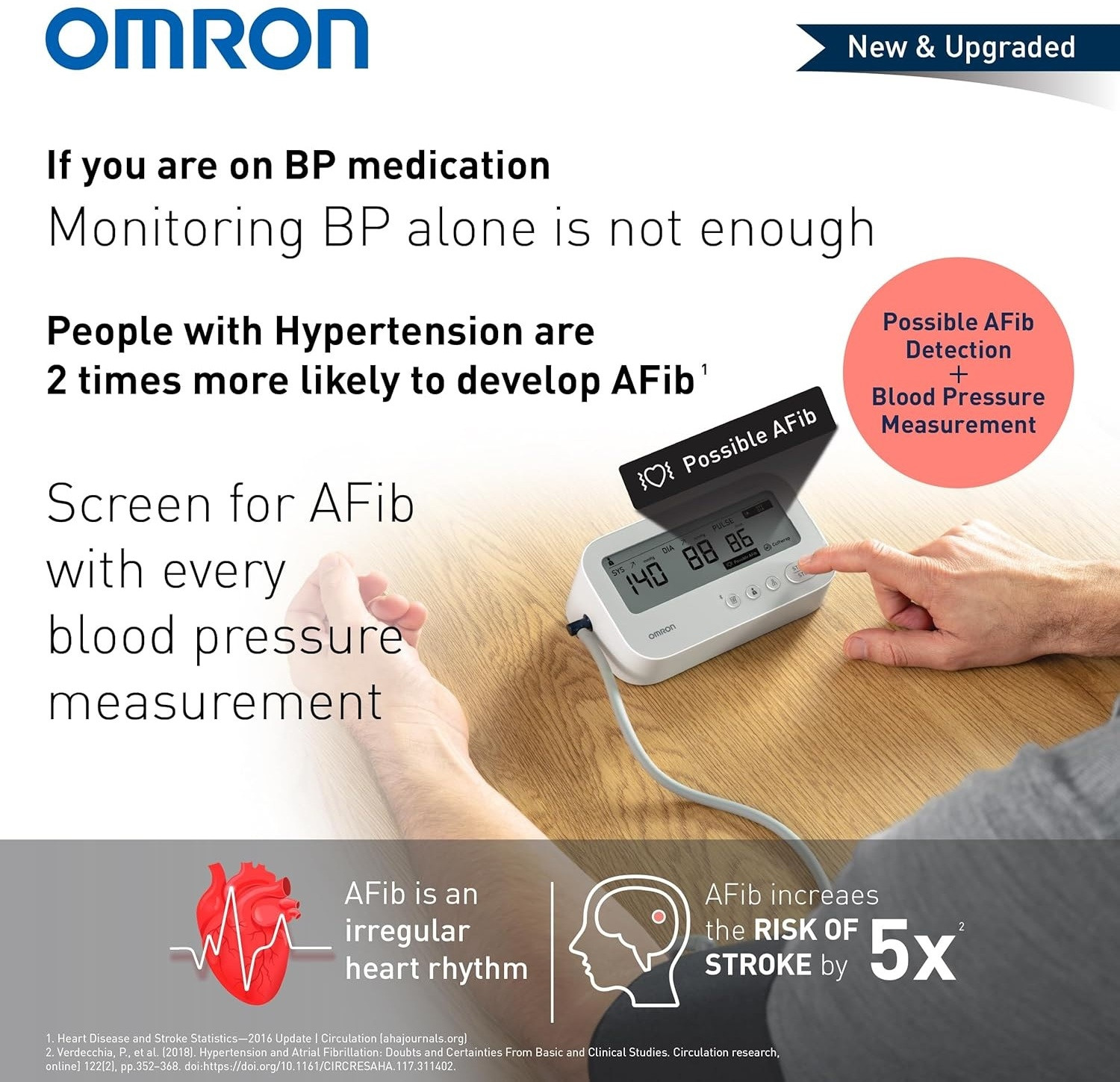 Image of OMRON HEM-7194T1 Digital Bp Monitor with AFib Detection, IntelliWrap 360 Accuracy Cuff HEM-7194T1 FL Bp Monitor