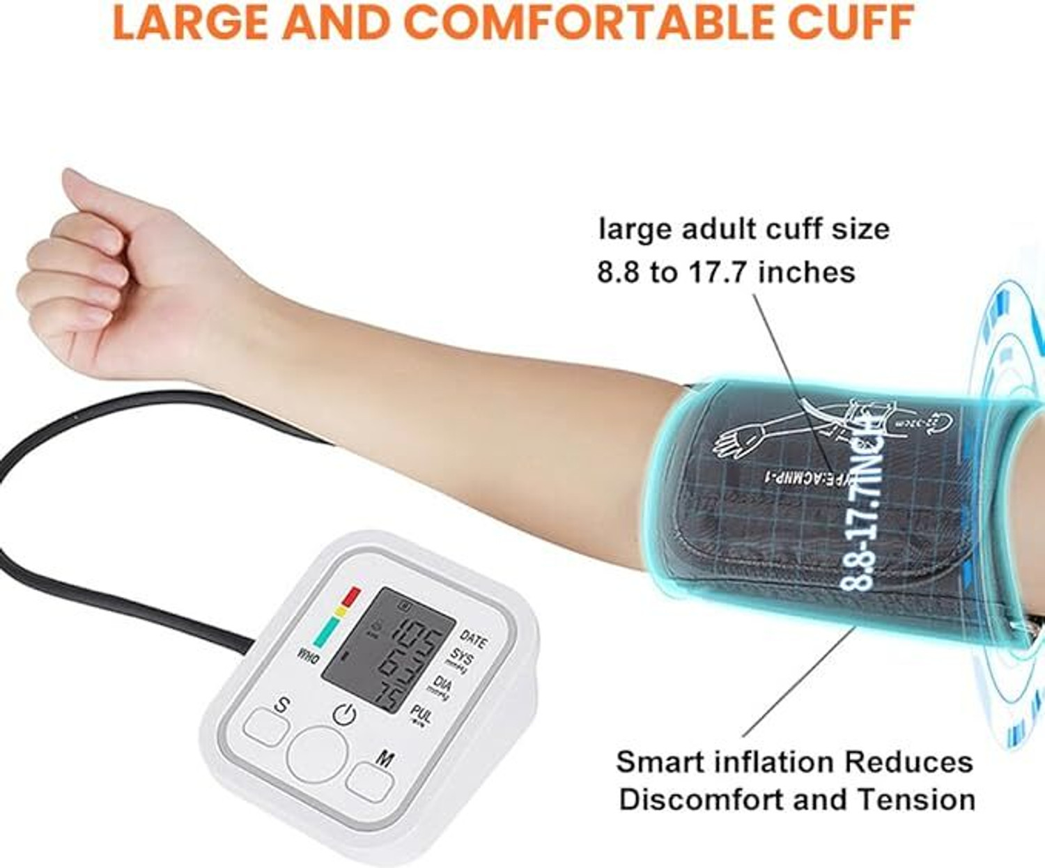 Image of HEALBIRD Fully Automatic BP Monitor ,Large Cuff Digital Upper Arm BP Machine|Hypertension Machine with Voice Broadcast{Batteries are not included in the Box} Bp Monitor