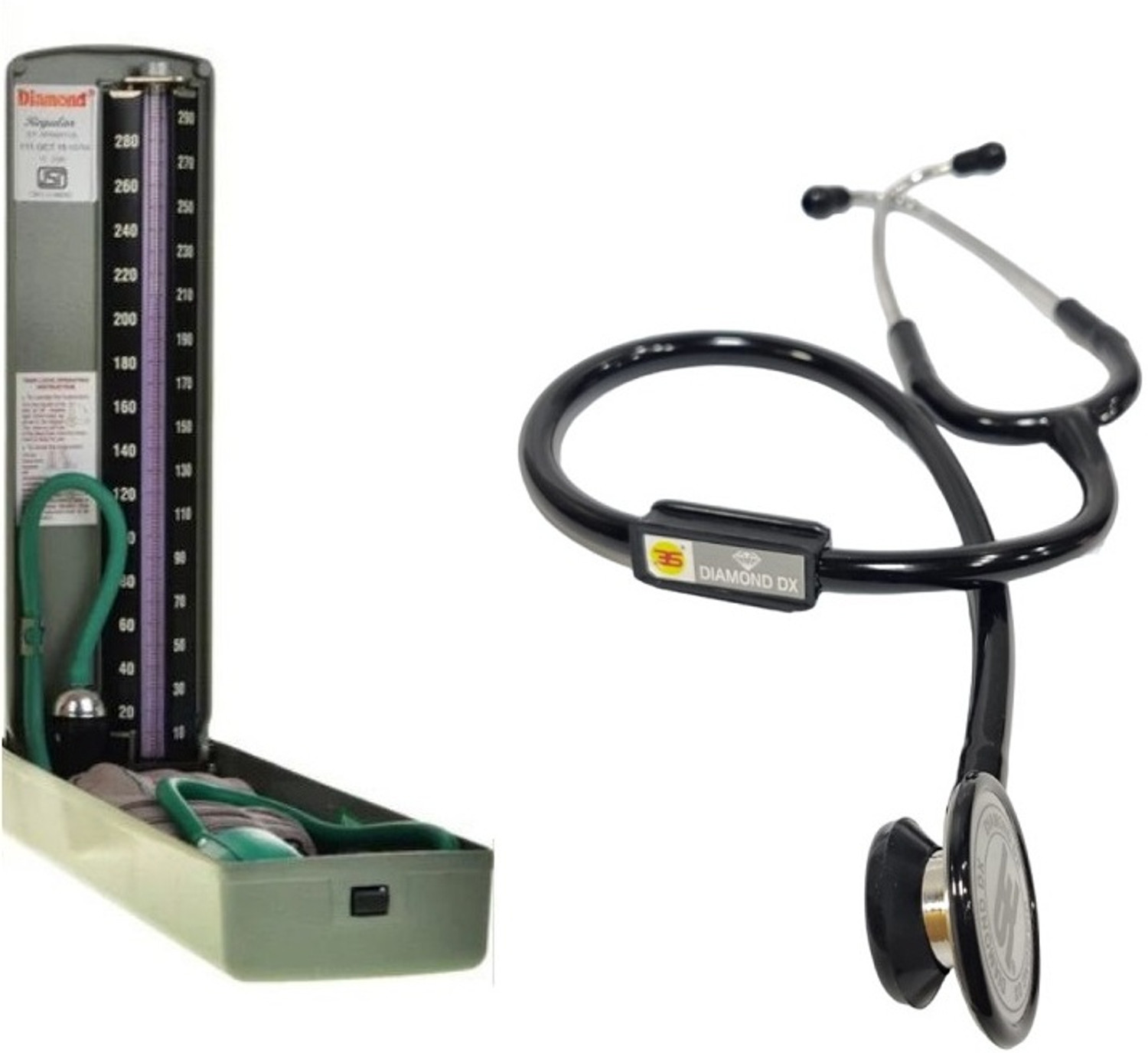 Image of DIAMOND Regular Mercurial 112 with 3S Deluxe Black stethoscope Regular Bp Monitor