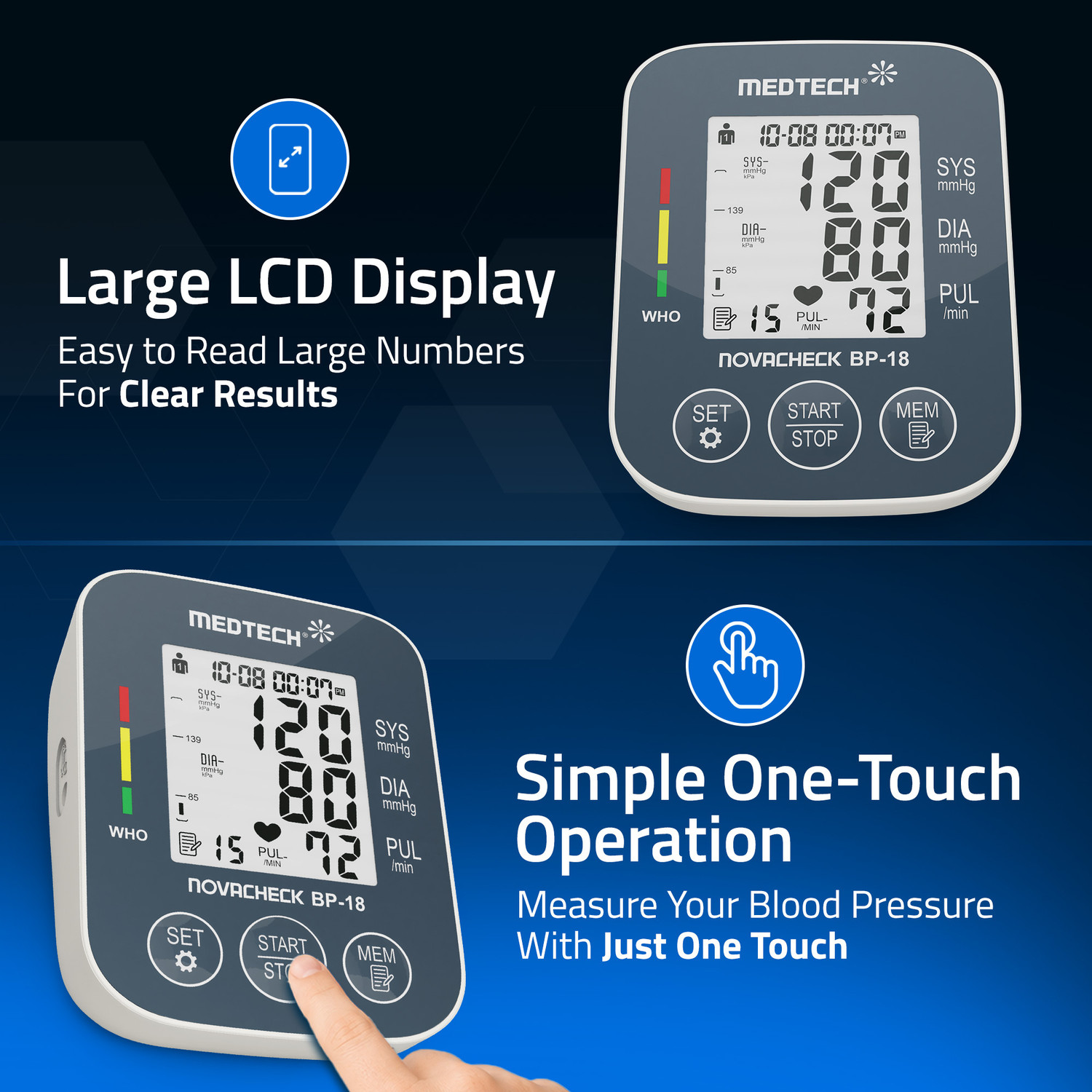 Image of Medtech BP18 Portable Automatic Digital Blood Pressure Monitor Machine works with Type-C BP18 Bp Monitor