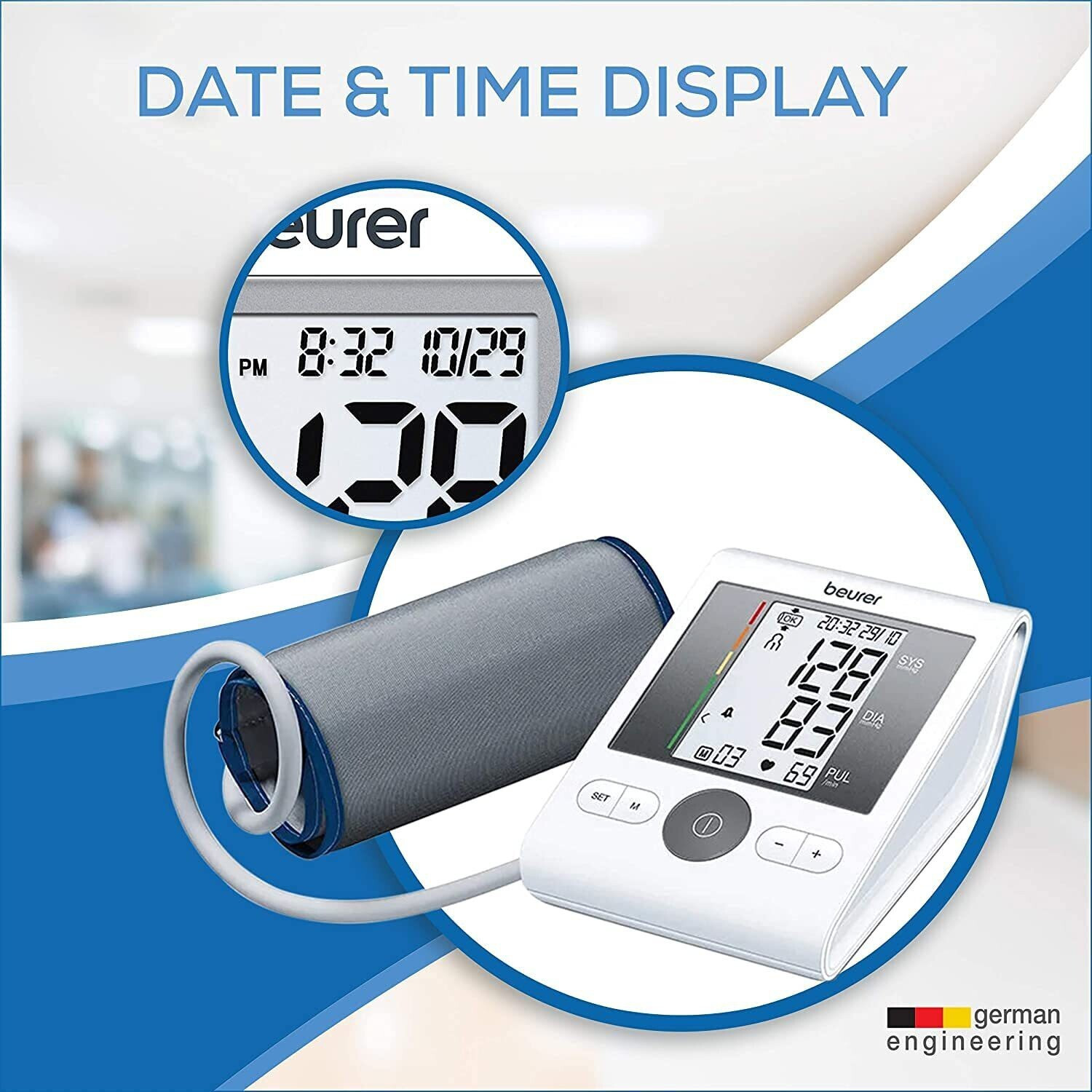 Image of Beurer Blood Pressure BM28 Without Adapter AUTOMATIC UPPER ARM & 5 YEARS WARRANTY Bp Monitor (White)