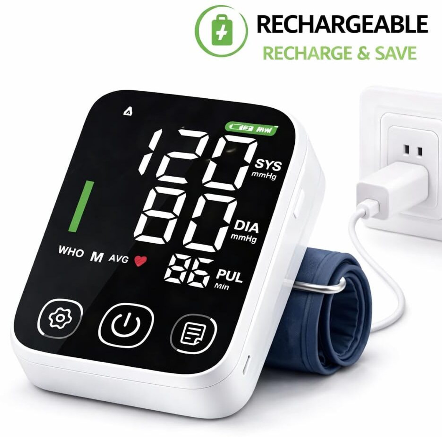 Image of DIVINE SURGICAL DVBP01 Rechargeable Blood Pressure Monitor with 3 coloured Display & Voice Function Bp Monitor