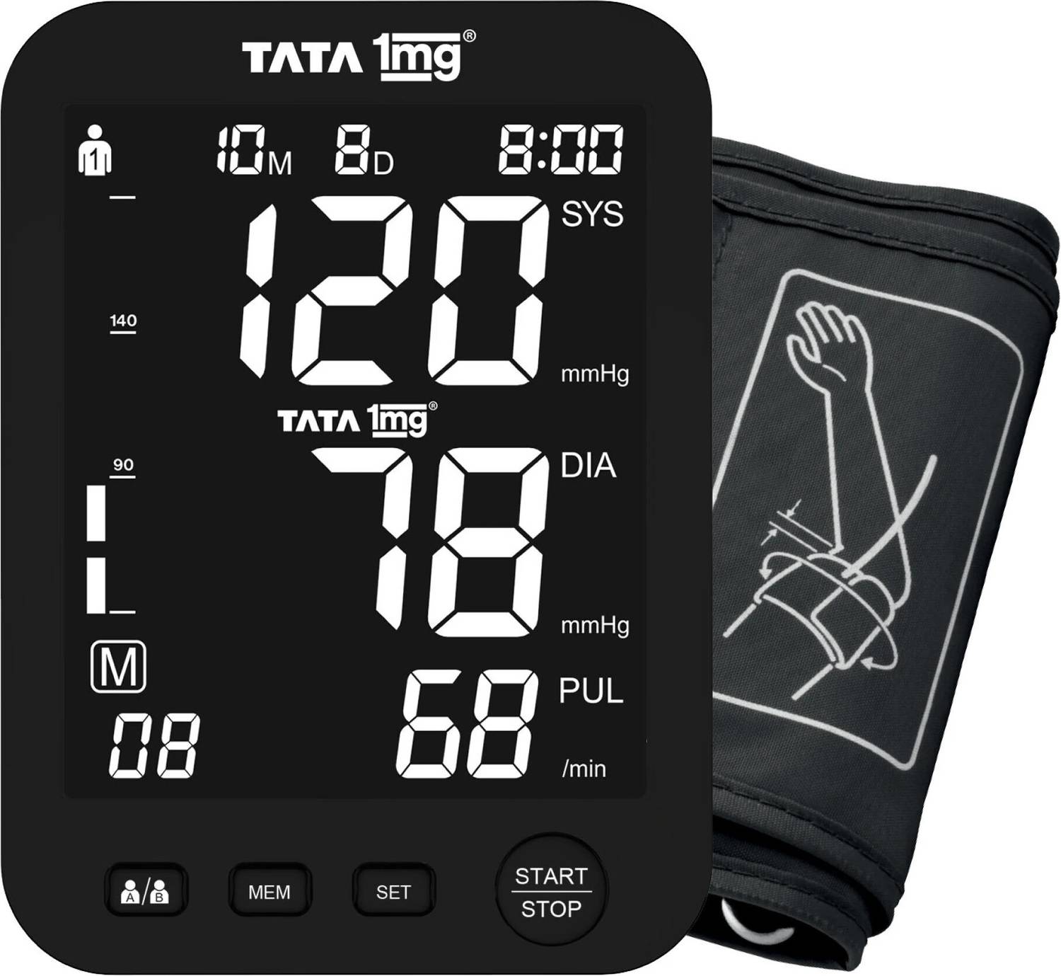 TATA 1mg T1MG/BP07 Wide Screen Blood Pressure Monitor High Accu