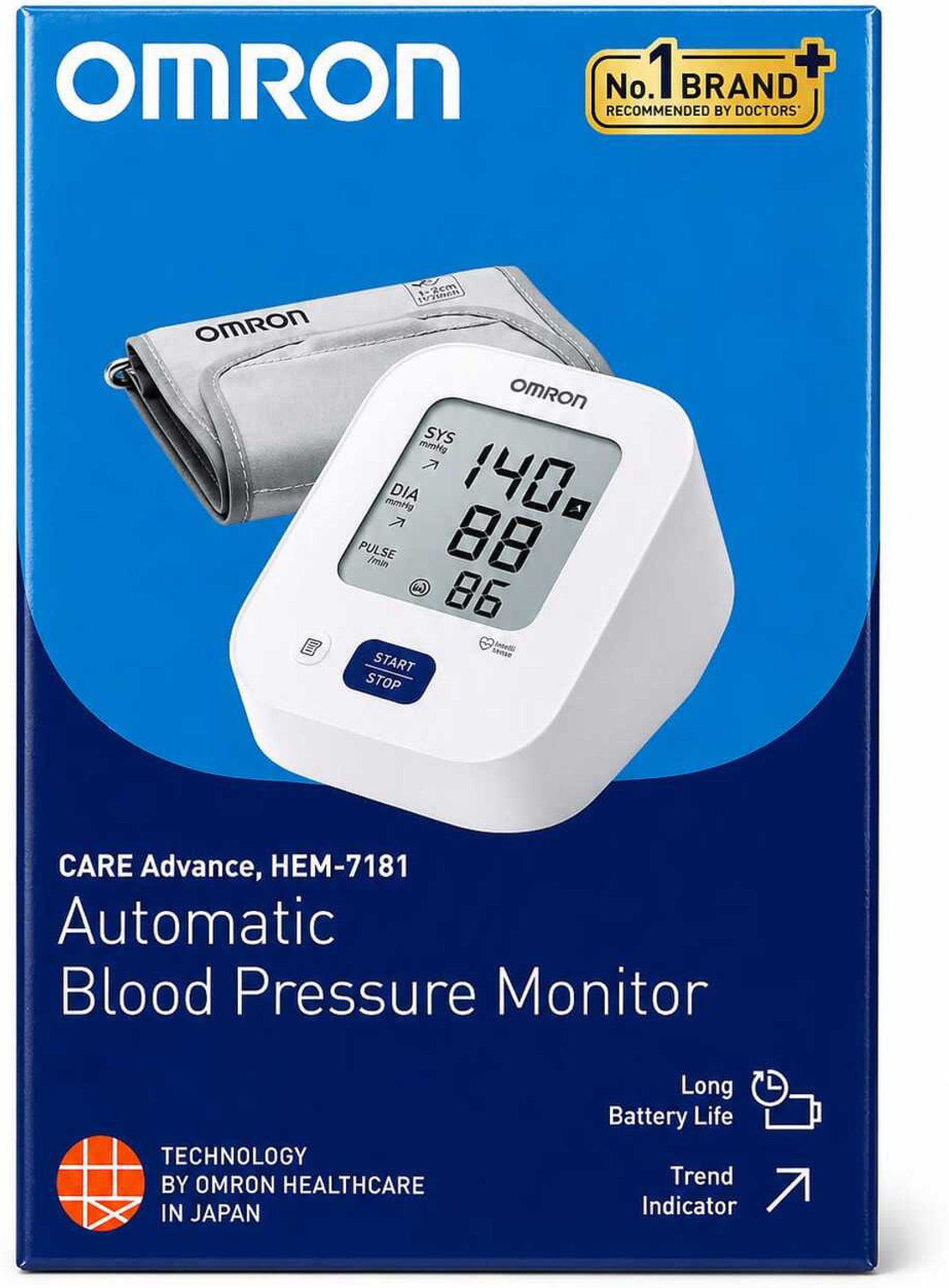 Image of OMRON HEM 7181 with adaptor compatabile Bp Monitor (blue and white mix)