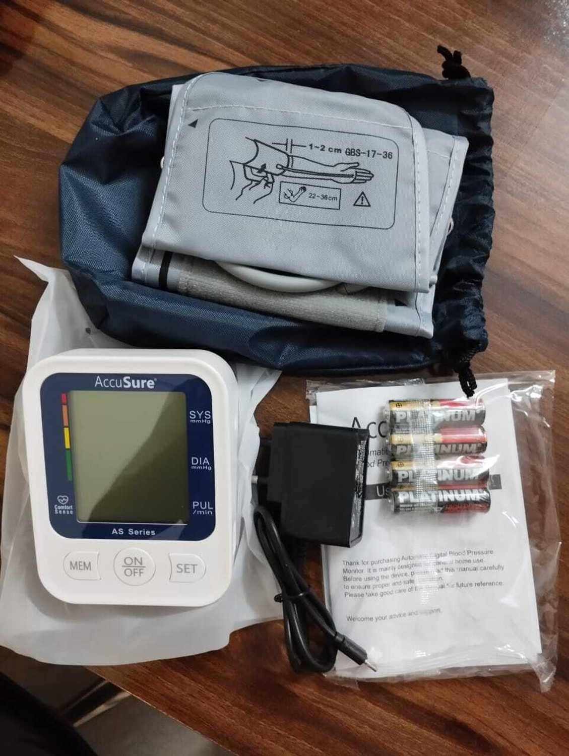 Image of AccuSure Automatic AS series Blood pressure monitoring device with Adaptor (Works With Both Battery And Charger) Bp Monitor