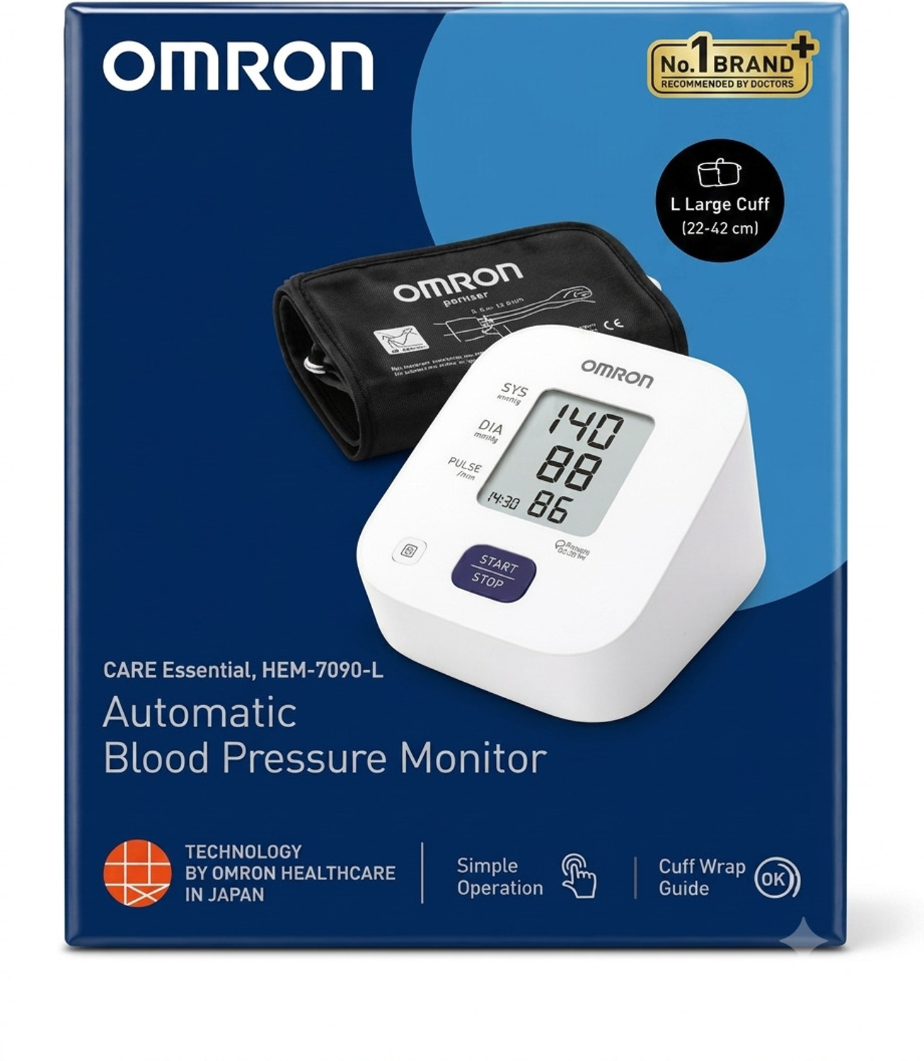 Image of OMRON HEM 7090-L Automatic Blood Pressure Monitor | Large Arm Cuff & Movement Alert 7090-L Movement Alert for Accurate Readings Bp Monitor