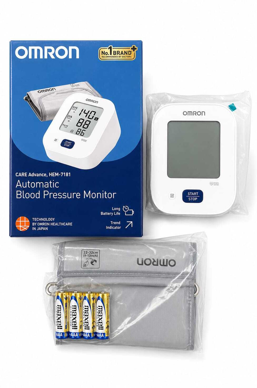 Image of OMRON HEM 7181 with adaptor compatabile Bp Monitor (blue and white mix)
