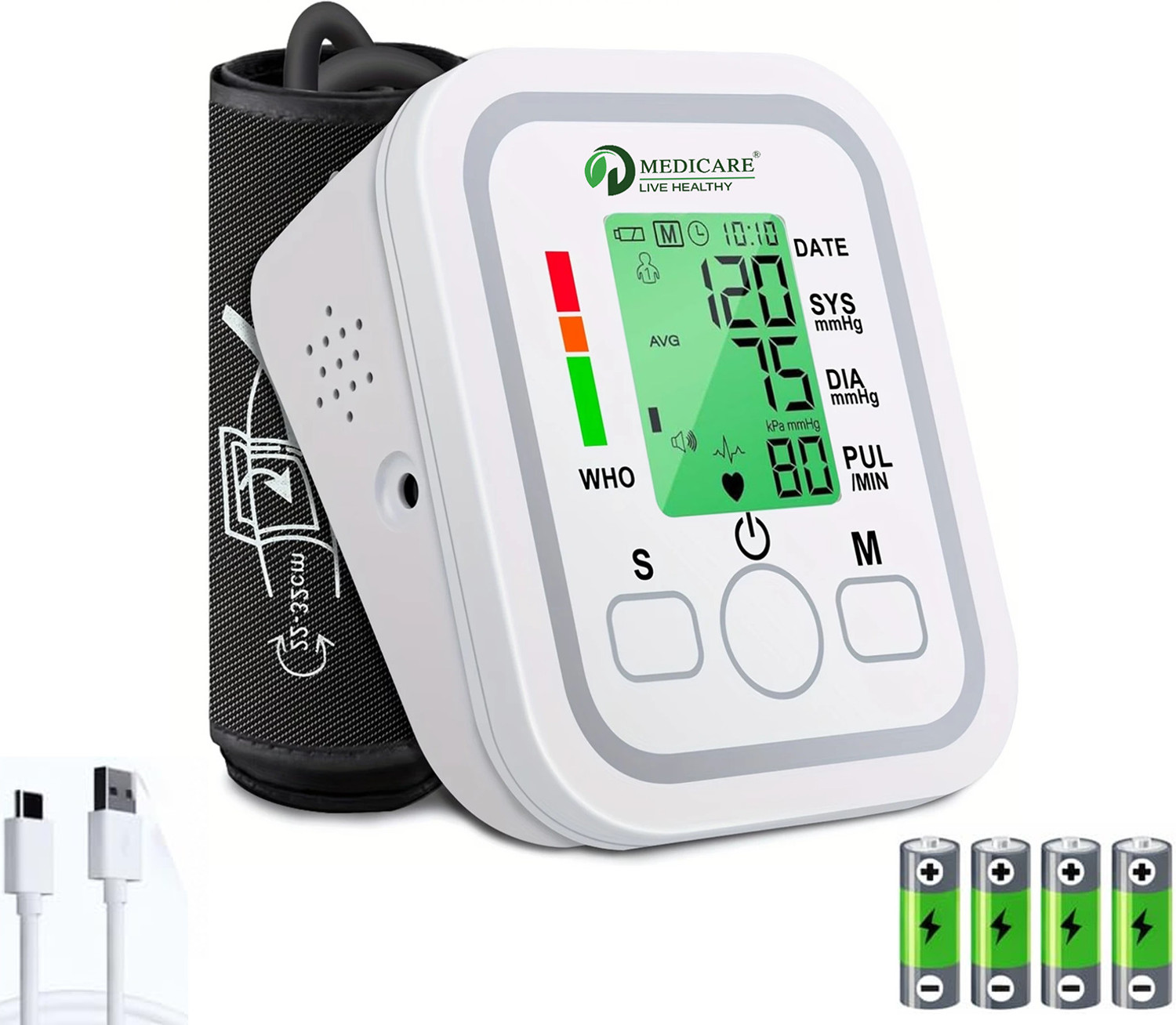 Image of D MEDICARE DM1BP-03 Digital BP Machine for Accurate Home Monitoring | Voice Assistance Bp Monitor