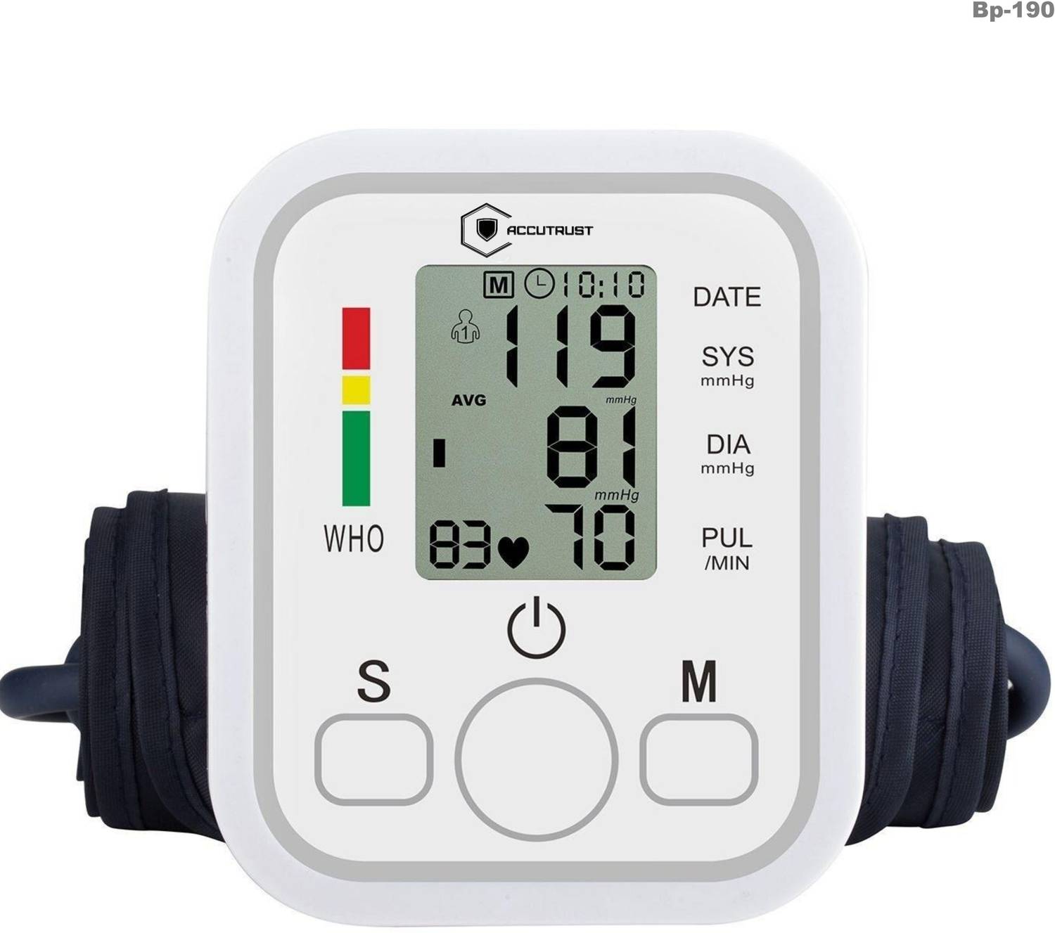 Accutrust 190 Digital Blood Pressure Monitor for Home | Automatic Upper Arm BP Machine Bp Monitor