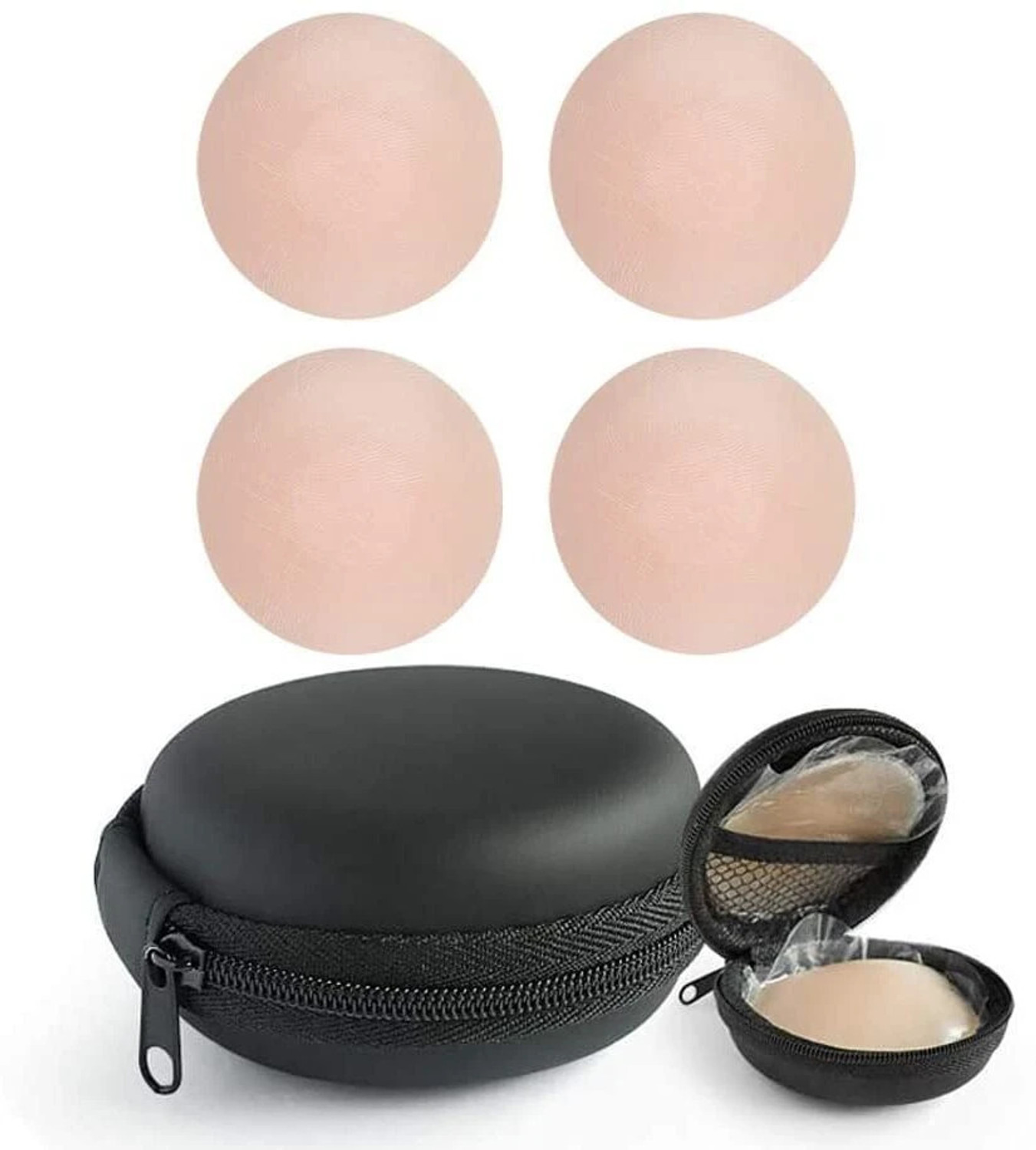 Image of LIJIE 2 Pair Women's Reusable Silicone Covers With Case Silicone Peel and Stick Bra Petals