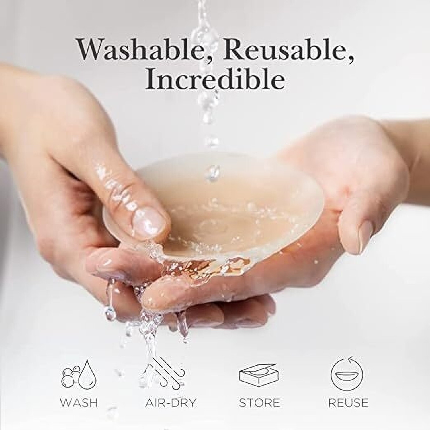 Image of LIJIE 2 Pair Women's Reusable Silicone Covers With Case Silicone Peel and Stick Bra Petals