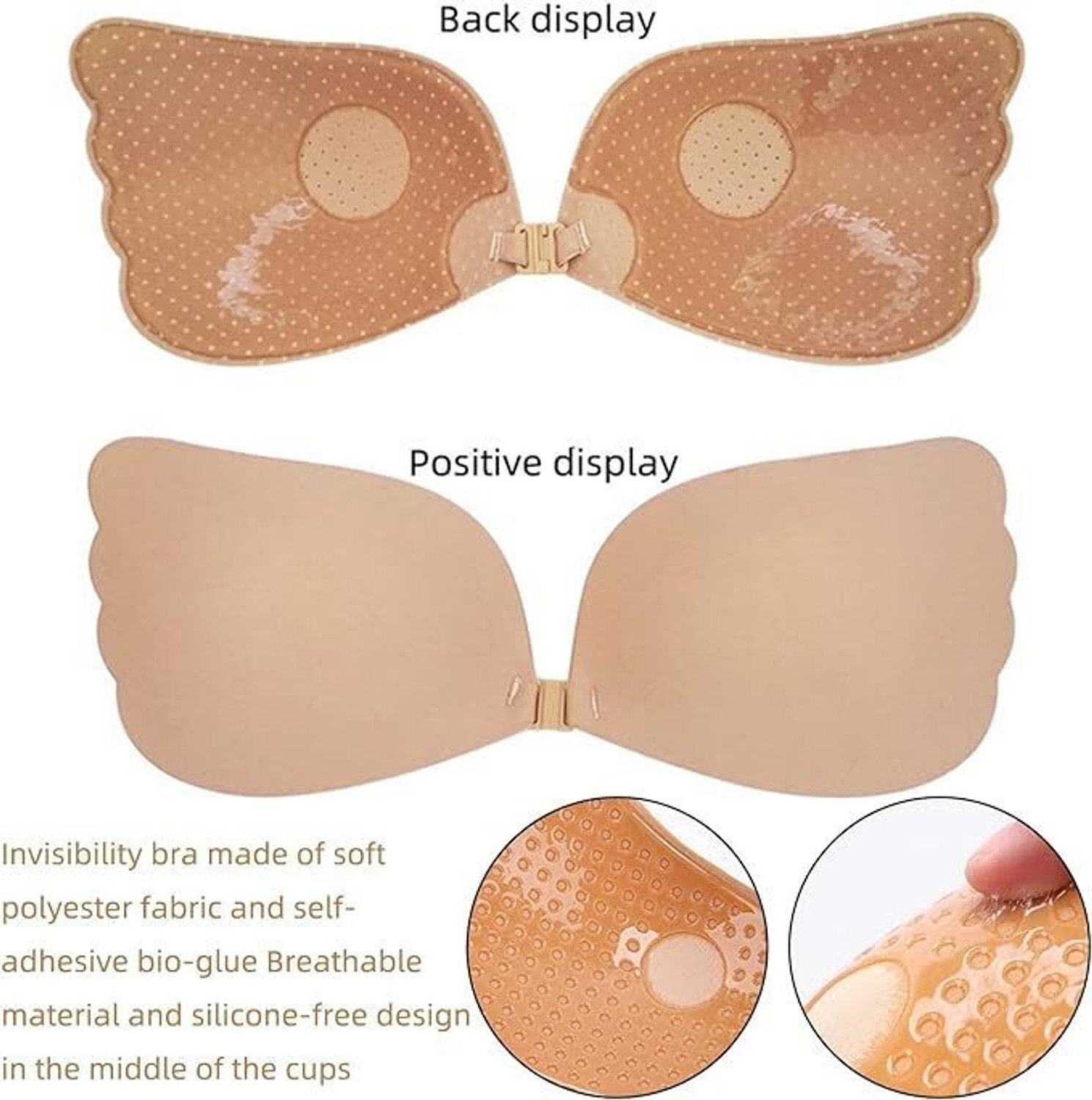 Image of TRK IMPEX Invisible Reusable Closure Nipple Push Up Sticky Bra for Women Silicone Peel and Stick Bra Pads