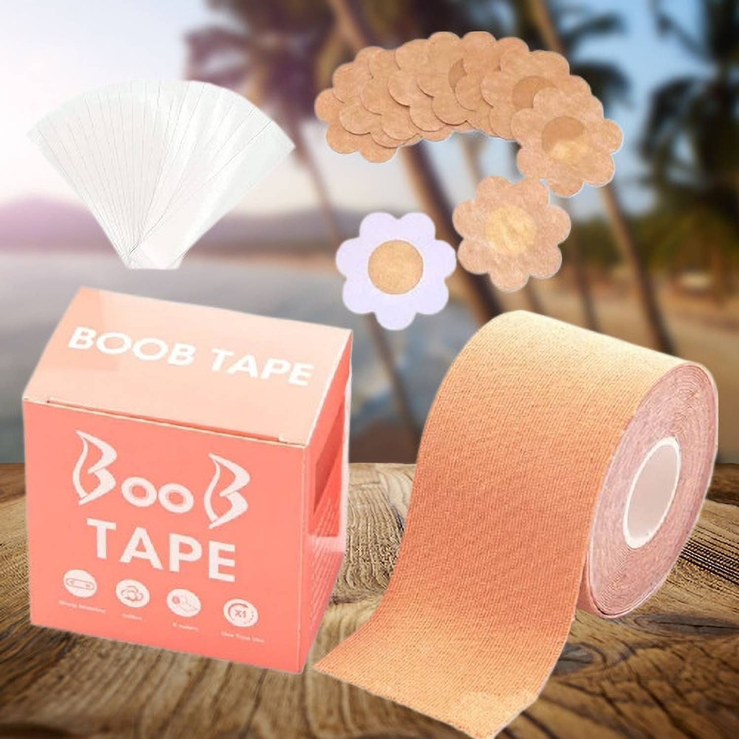 BZILO BooB Tape with 10 Nipple Pasties Fashion Tape Multipurpose Tape Women K139 Cotton Peel and Stick Bra Petals