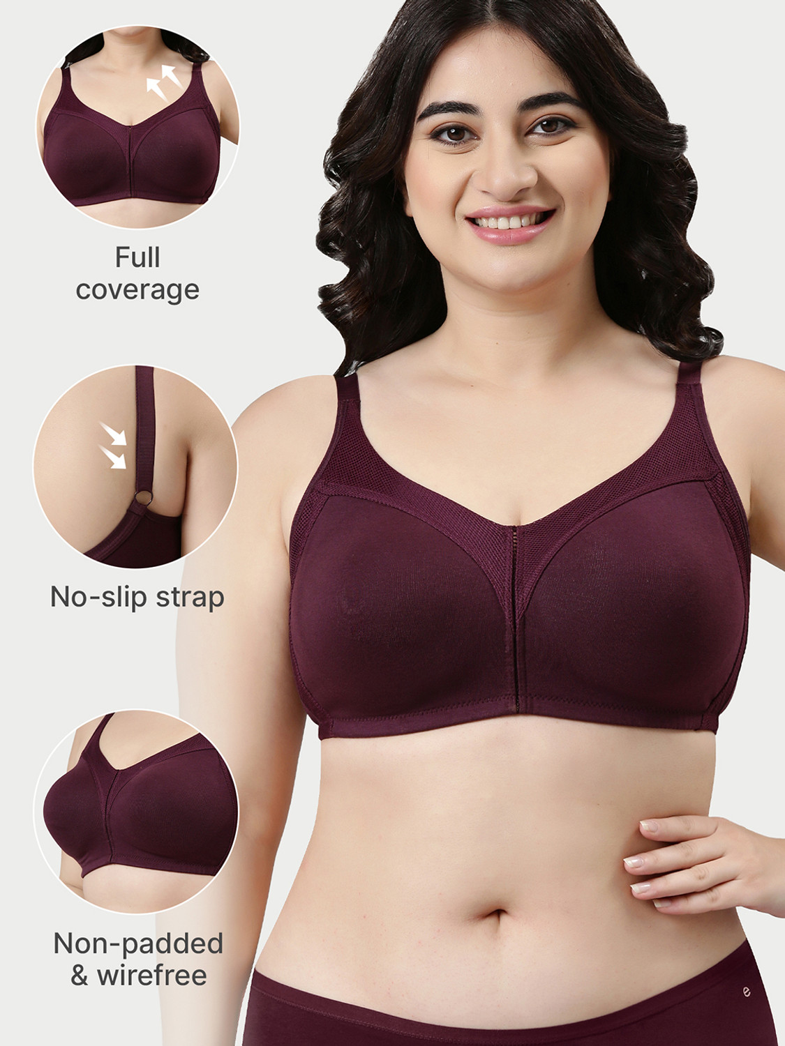Image of Enamor Women Everyday Non Padded Bra (Purple)