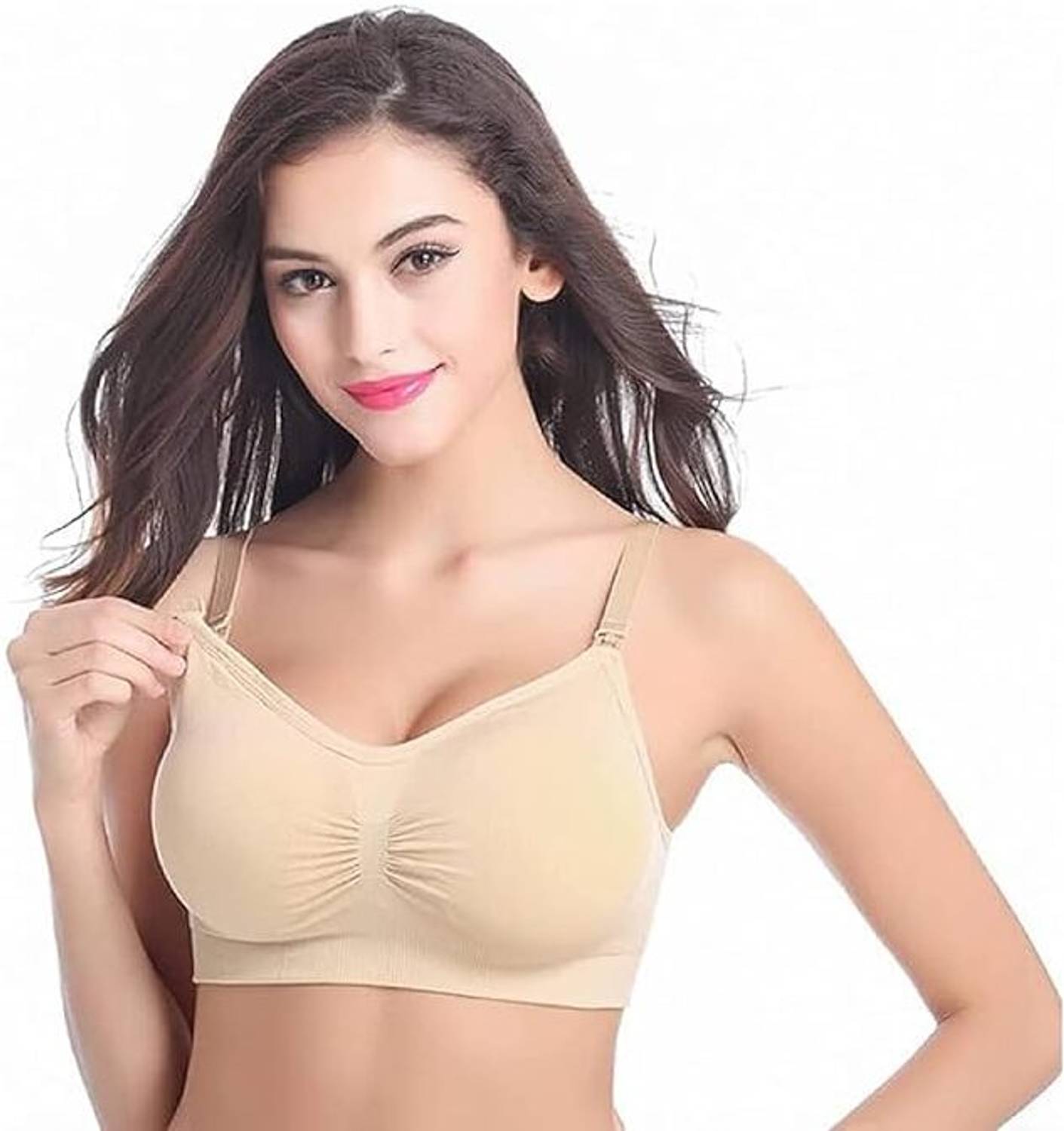 AHC Nursing Bra for Breastfeeding Maternity Bra with Removable Pads Stretchable Women Maternity/Nursing Lightly Padded Bra
