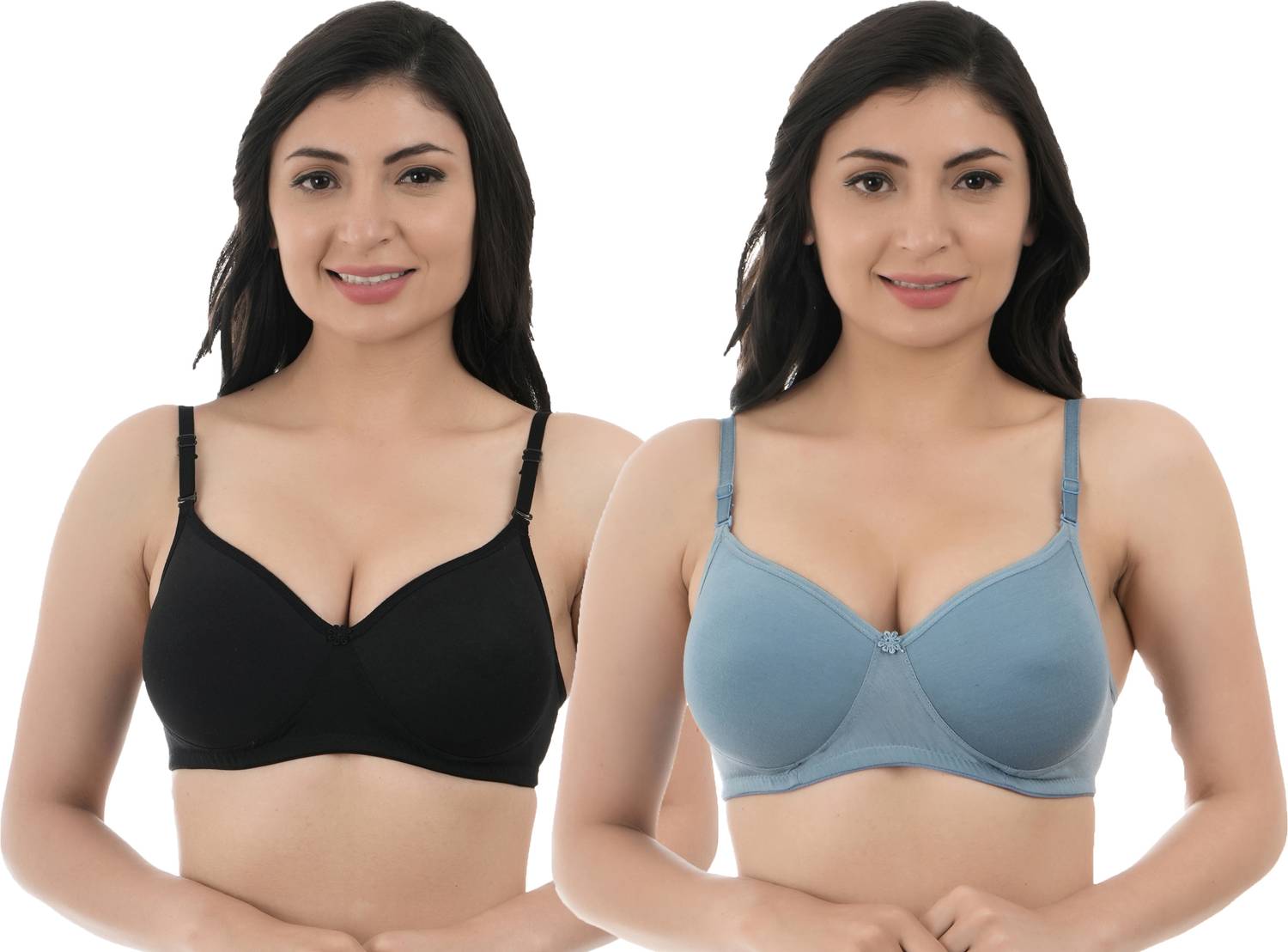 Auletics Dual Color T-Shirt Bra 40B in Grey and Black Lightly Padded for Girls Women T-Shirt Lightly Padded Bra
