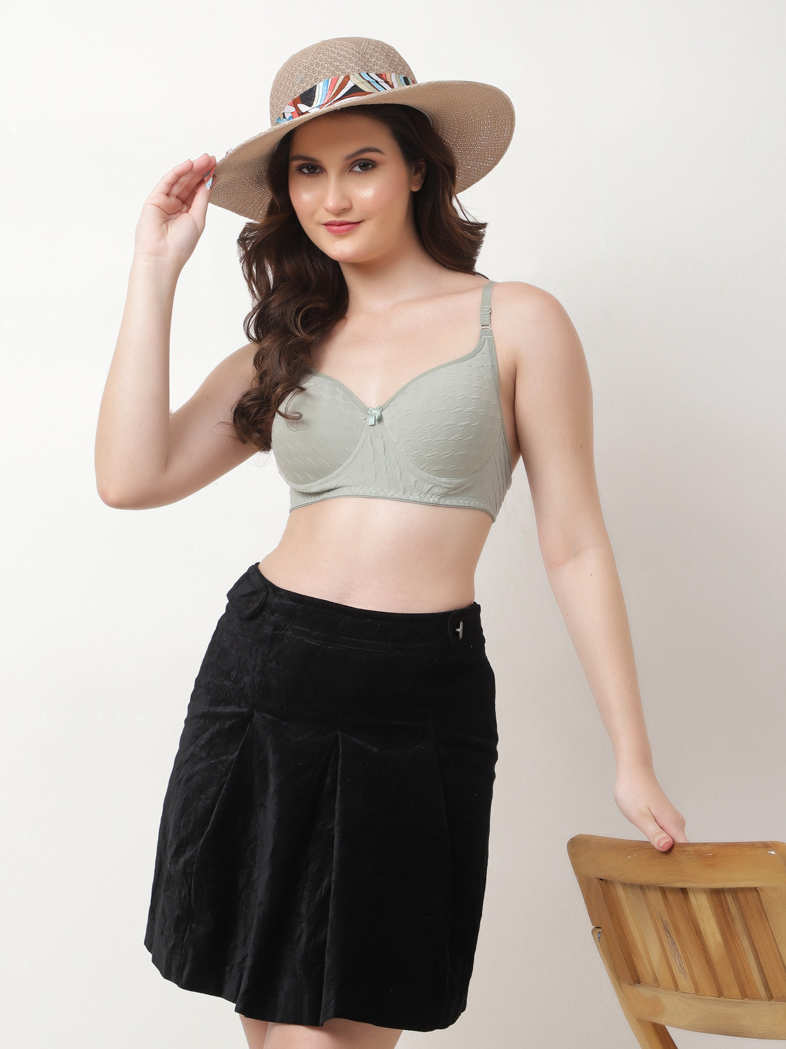 Image of Funahme Pack of 3 Women T-Shirt Lightly Padded Bra (Multicolor)